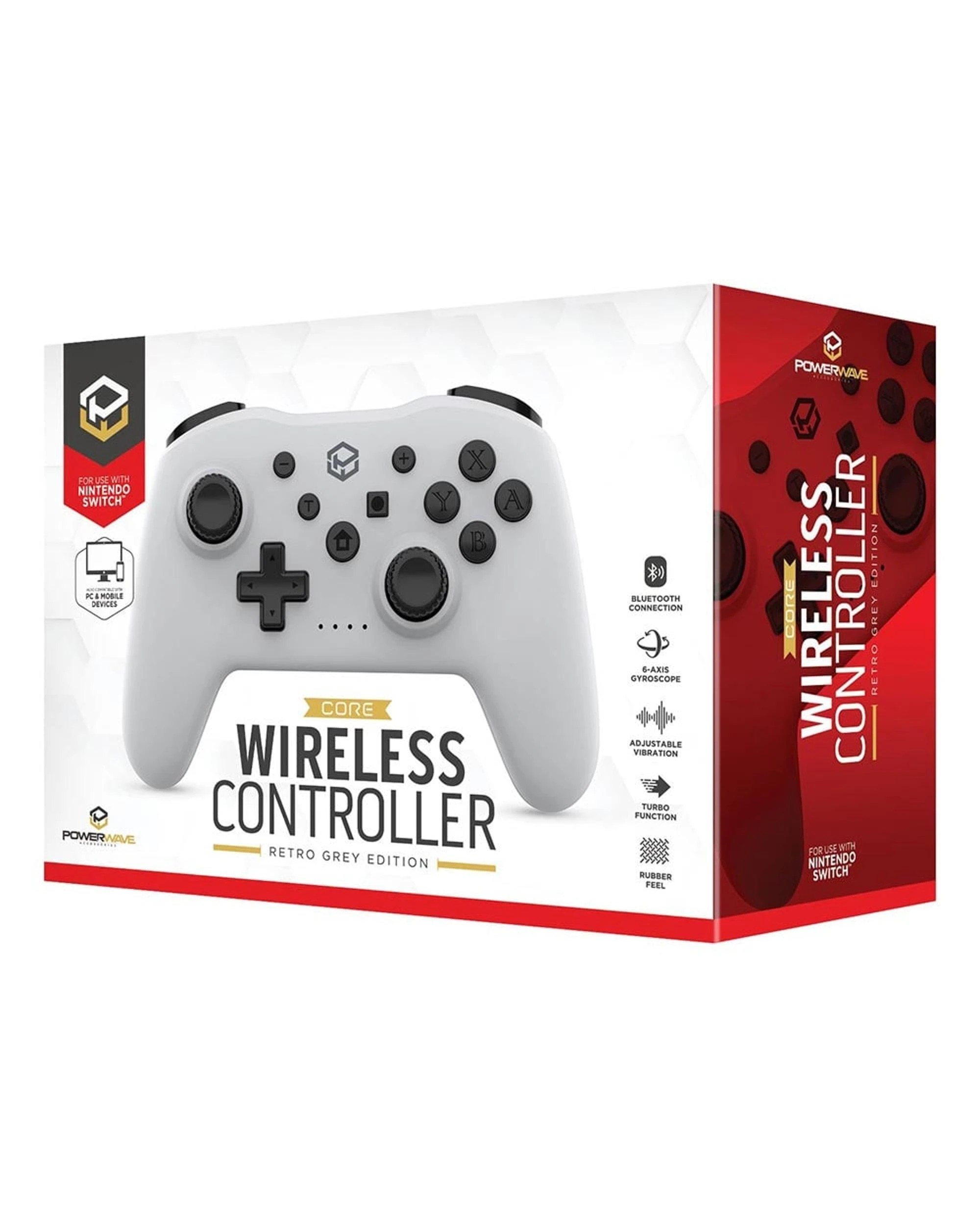 1 Powerwave Core Wireless Controller for Nintendo Switch - Retro Grey - Grey, 1 of 4