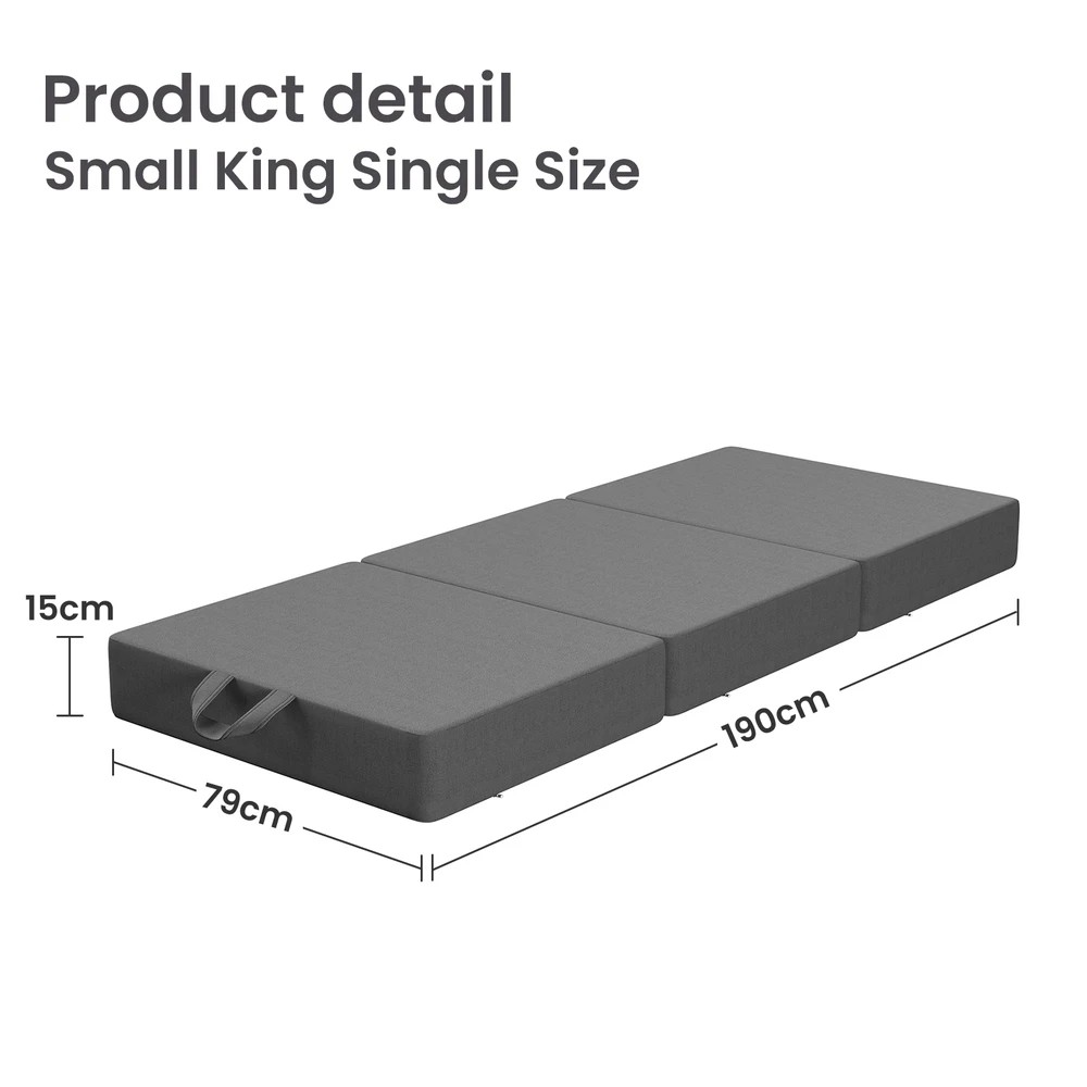 2 BedStory Folding Mattress Small King Single Trifold Mattress Firm Support Foam Washable - King Single Bed - Black, 2 of 6