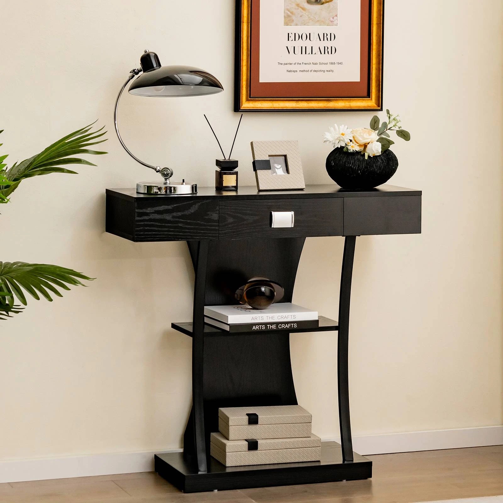 2 Costway 3-Tier Console Table Side Table Classical Hallway Table Entry Table, 2 of 5