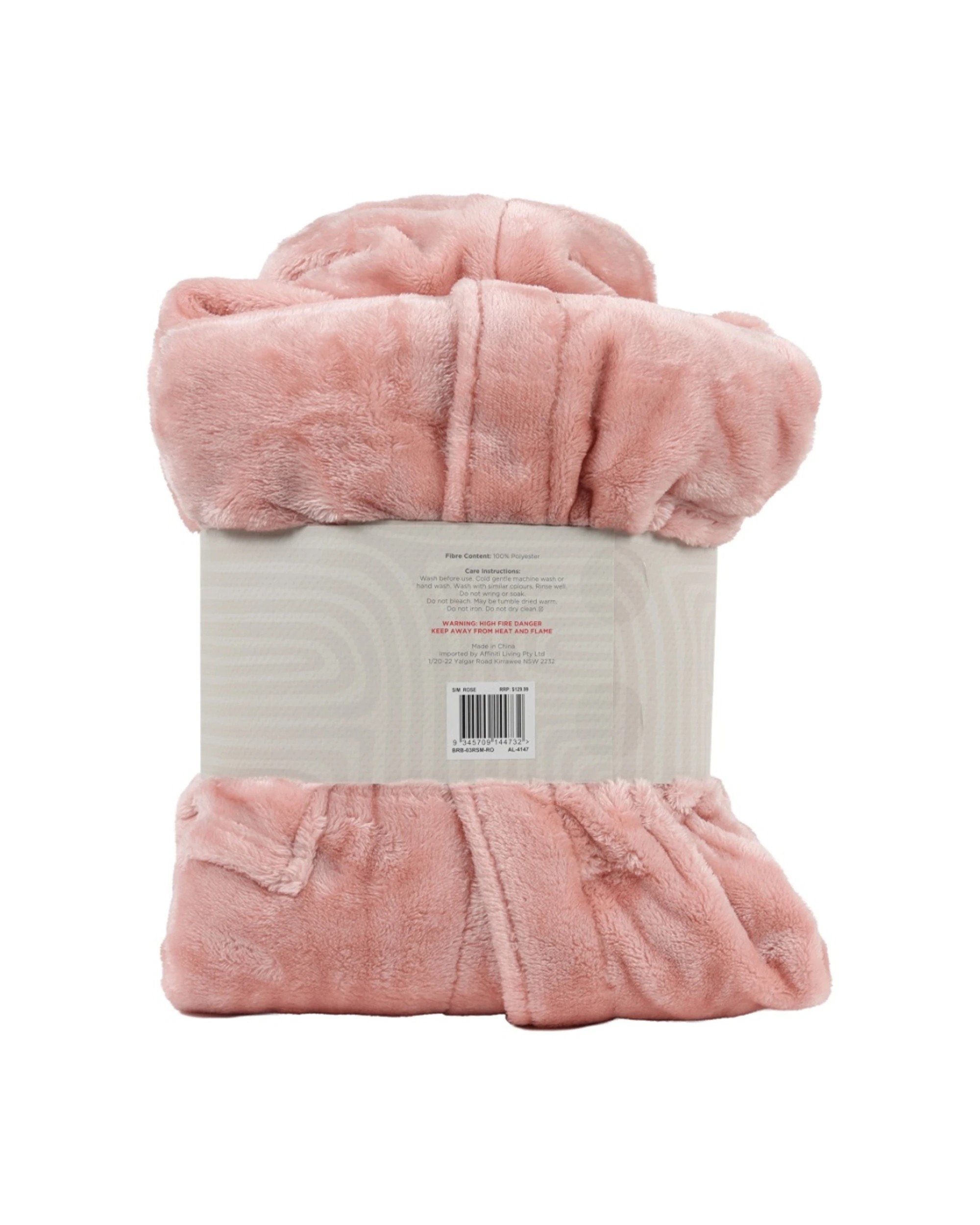 3 Bas Phillips Bath Robe Silk Touch Polyester 300GSM Small To Medium Rose - Pink, 3 of 3