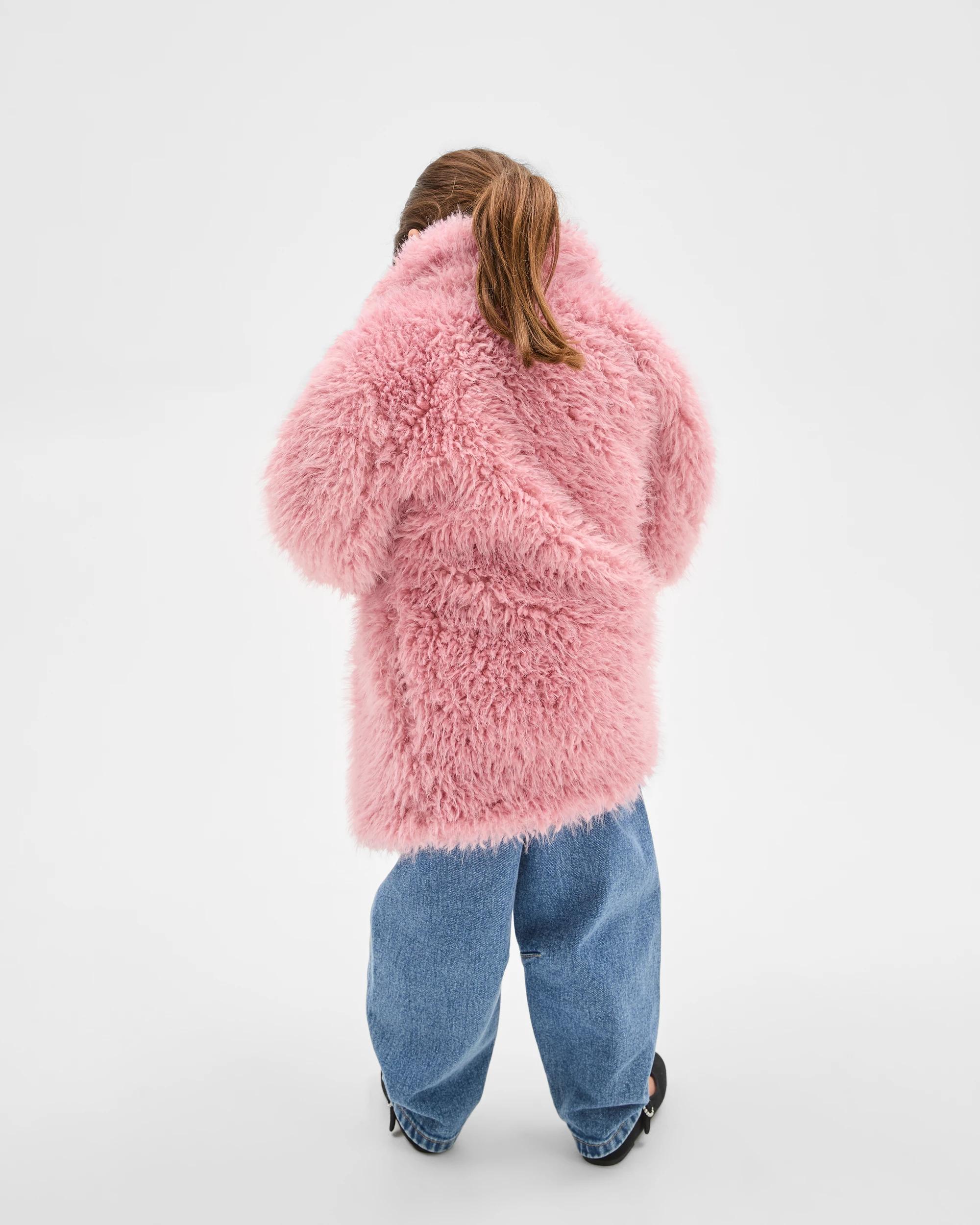 4 Target Kids Long Sleeve Faux Fur Coat PINK, 4 of 6