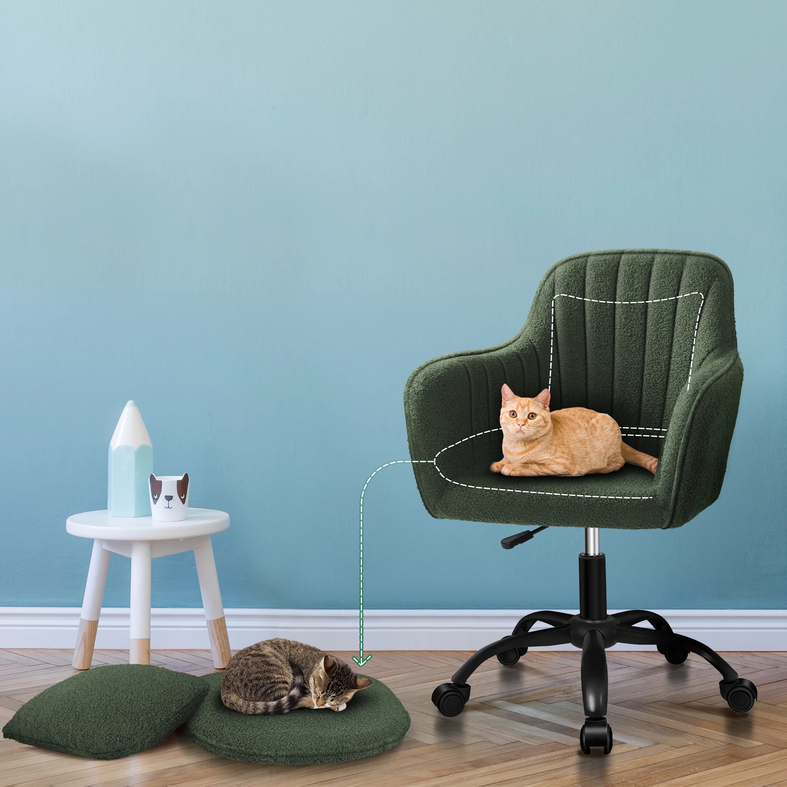 4 Alfordson Boucle Office Chair Computer Swivel Armchair Work Adult Kids - Green, 4 of 10