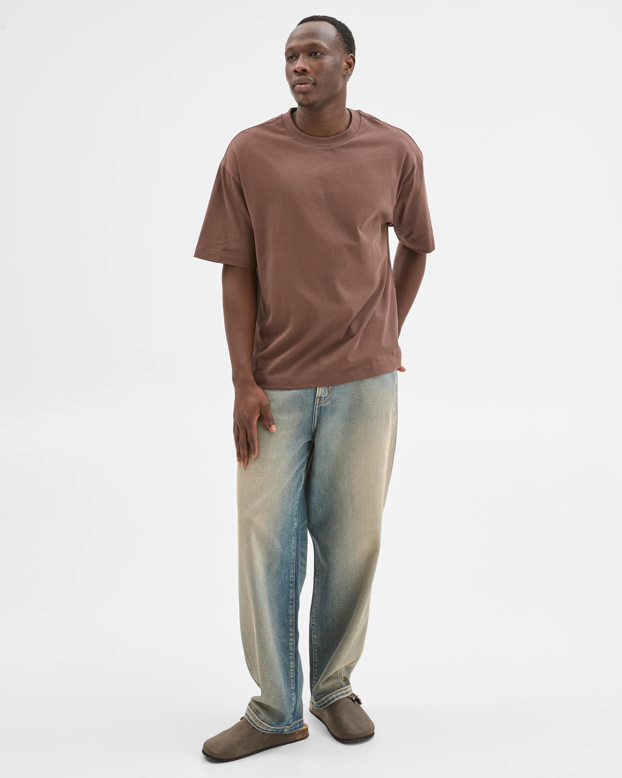 2 Commons Australian Cotton Oversized Heavy Core T-Shirt CHOCOLATE, 2 of 6