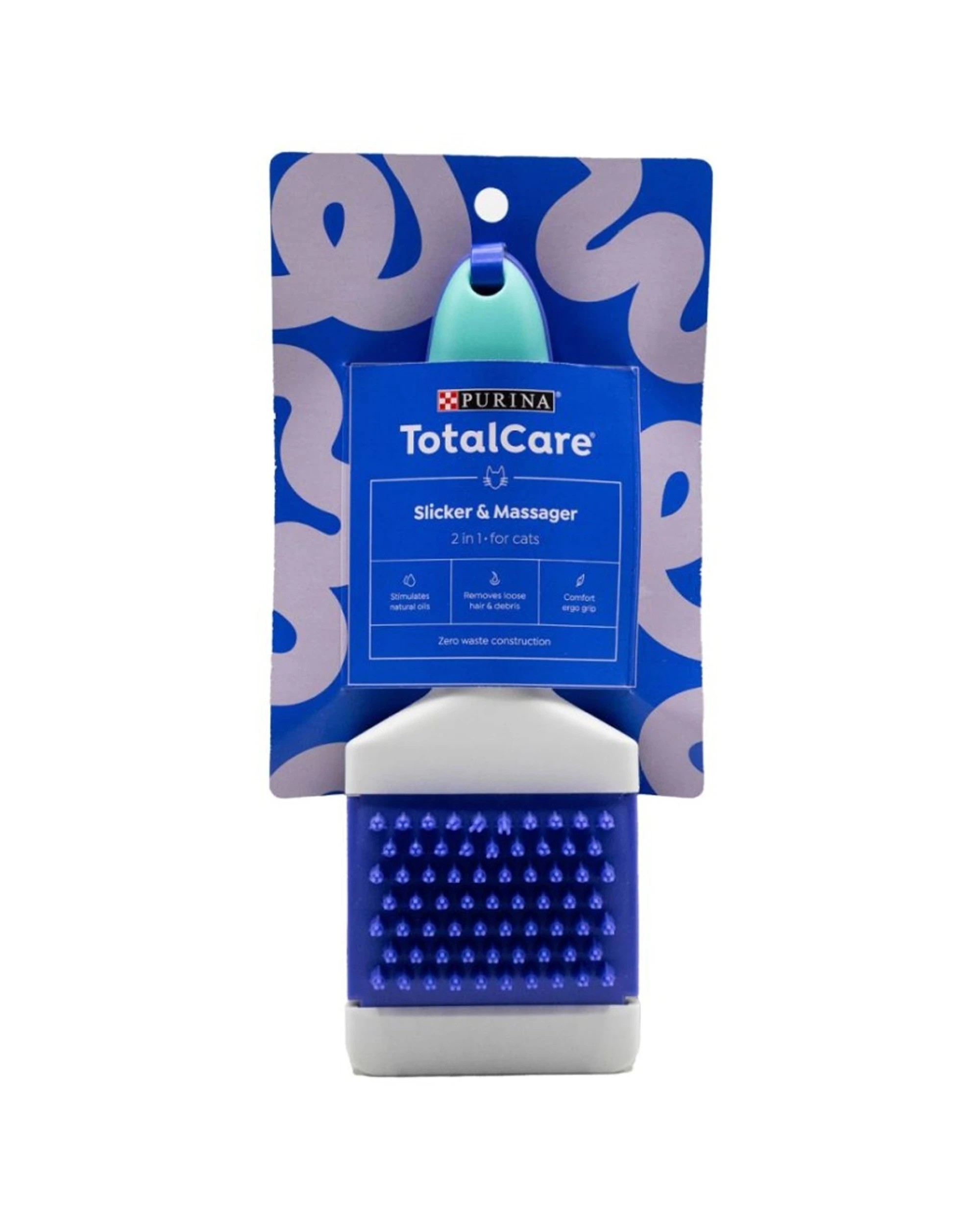 2 Purina Total Care 2 In 1 Slicker And Massager For Cats 6 Pack Grooming Tool - Blue, 2 of 3