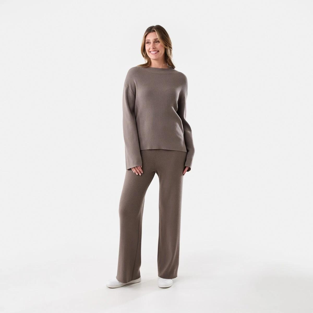 5 True Knit Rib Pants Taupe Brn, 5 of 5
