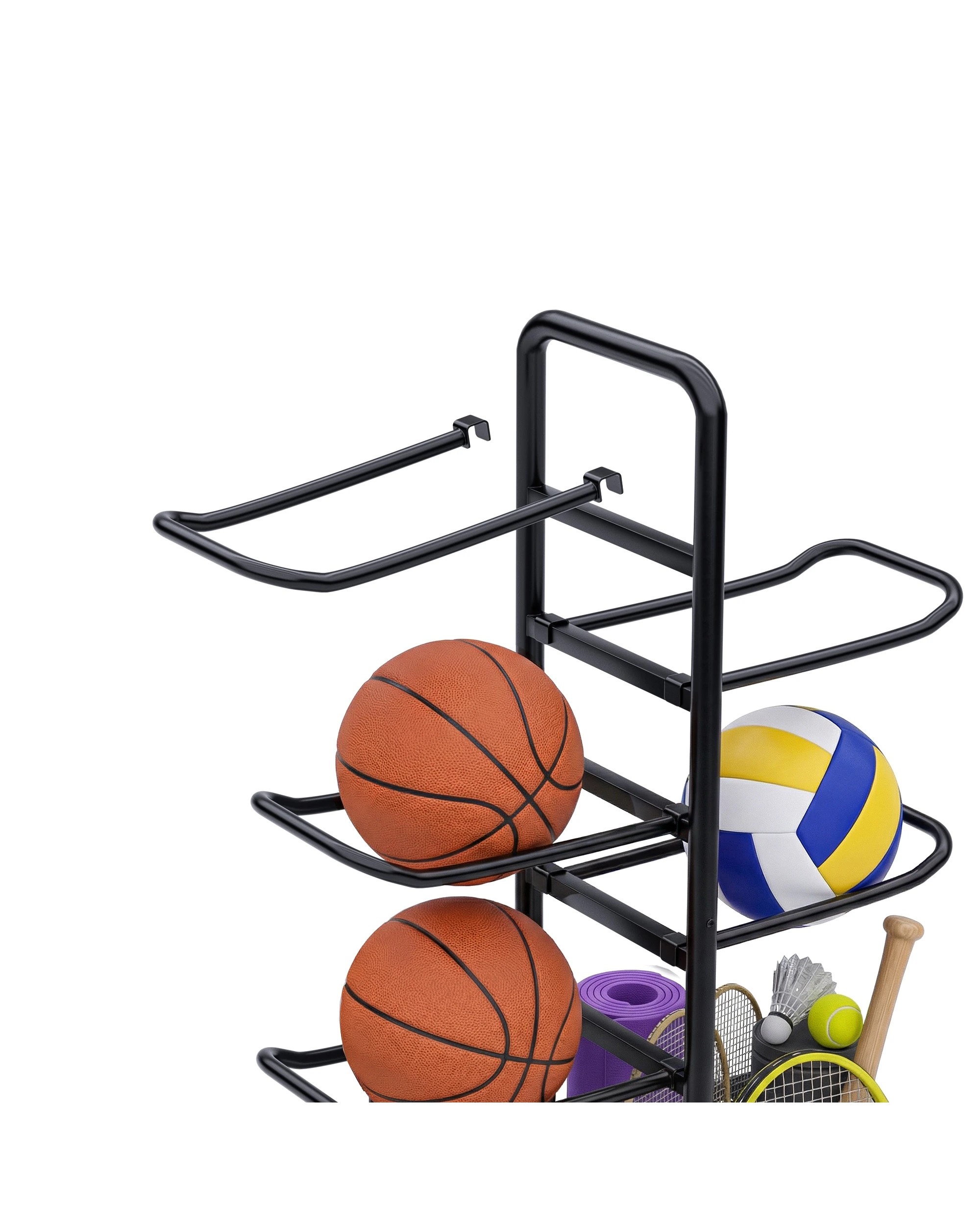 4 Advwin 7-Tier Sports Ball Storage Rack - Black, 4 of 4