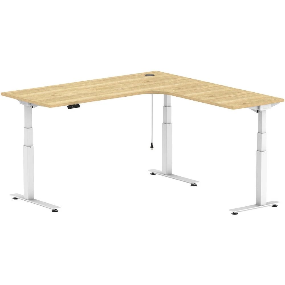 1 Stilford S2 Electric Radius Workstation 1800mm White/Oak Desks, Tables and Workstations, 1 of 4