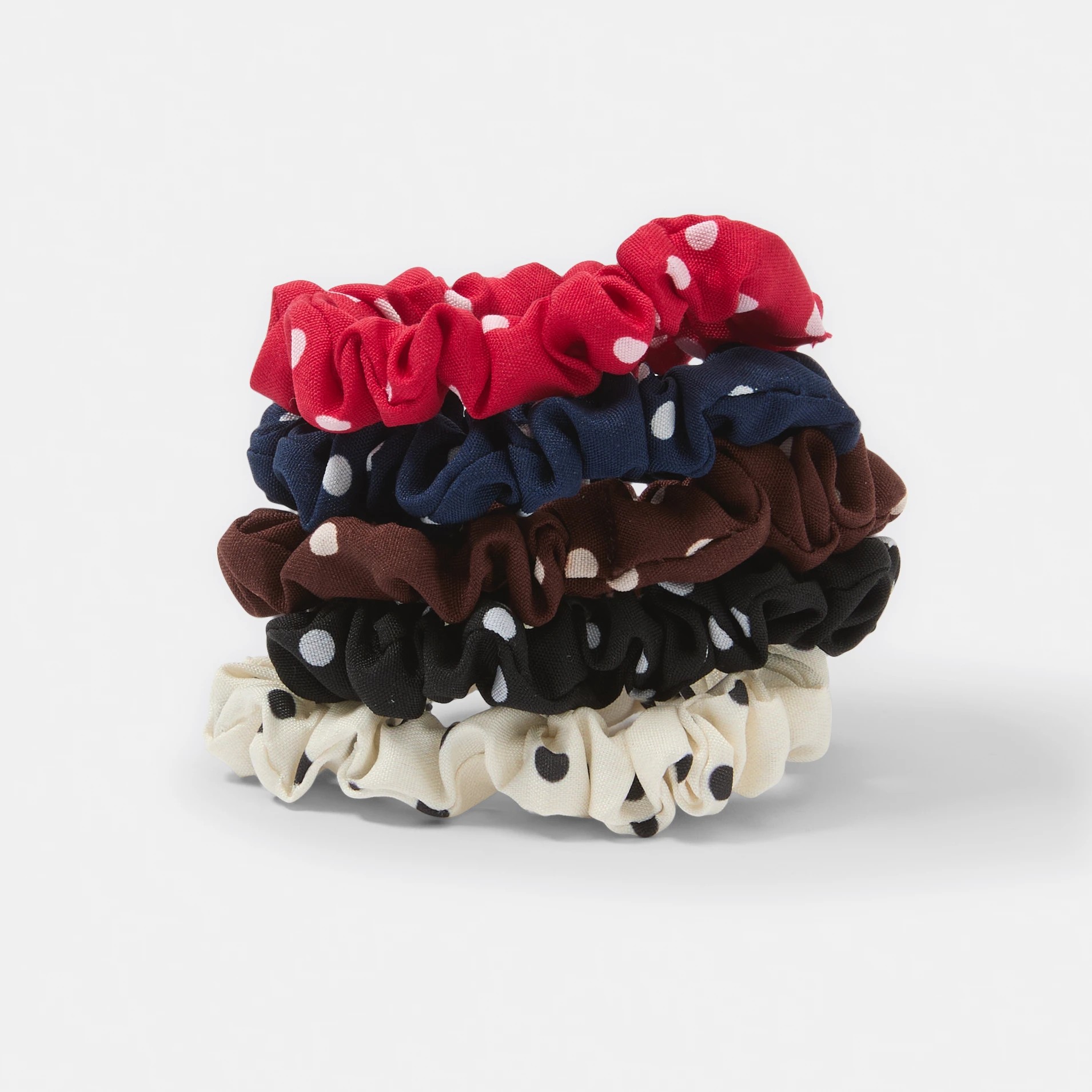 1 5 Pack Polka Dot Mini Hair Scrunchies, 1 of 4
