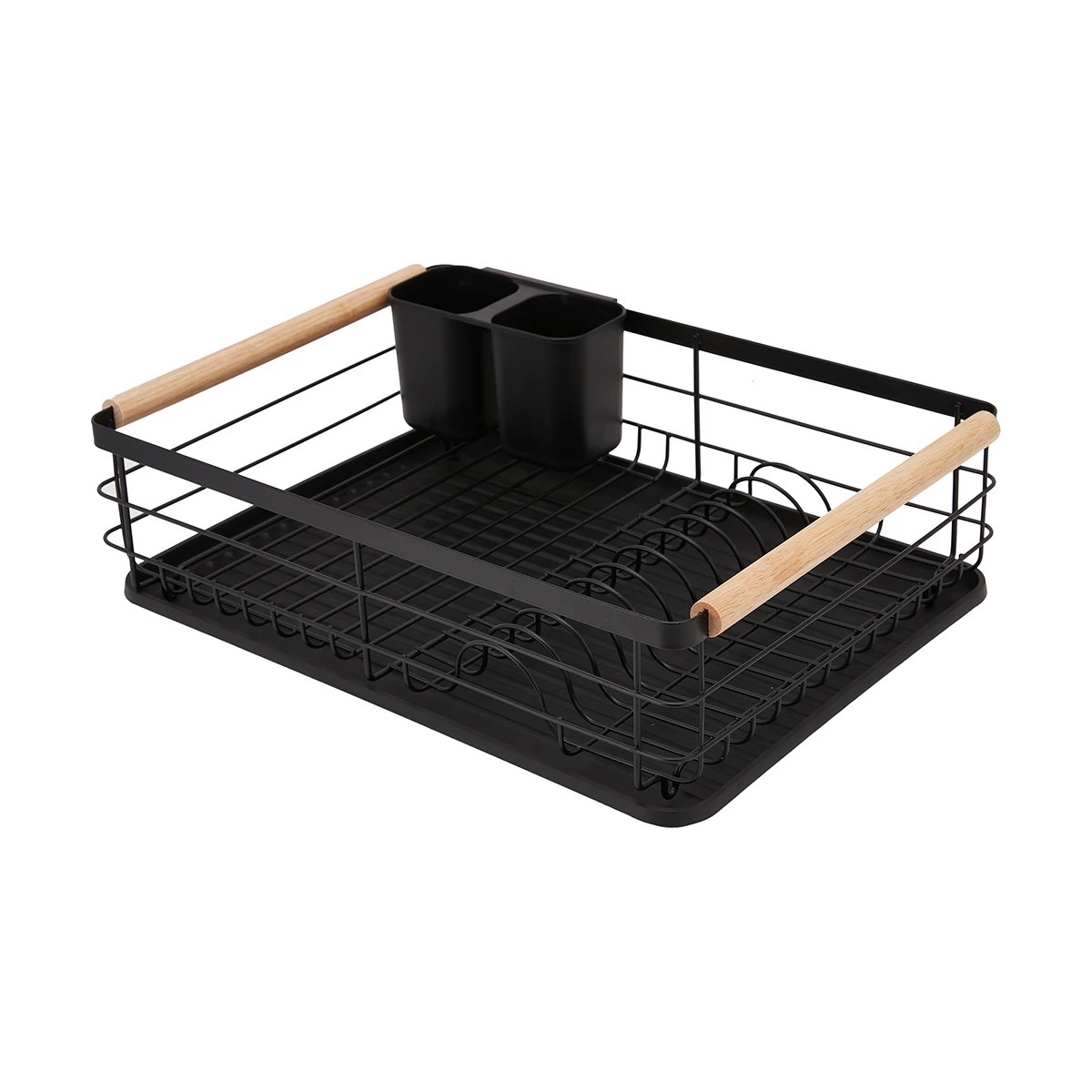 3 Black Wooden Handle Dish Rack, 3 of 11