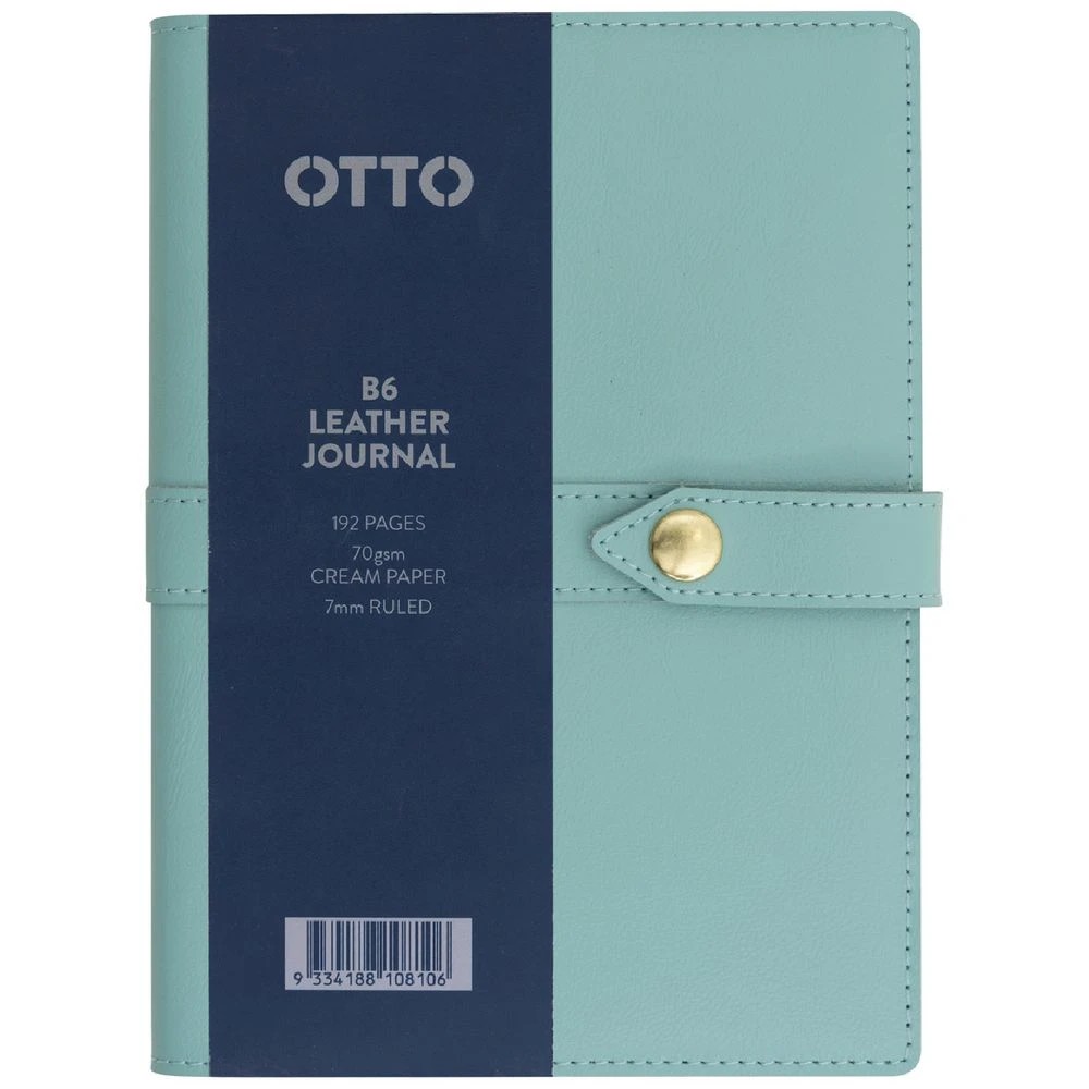 1 Otto B6 Leather-grain Journal 192 Page Teal, 1 of 4
