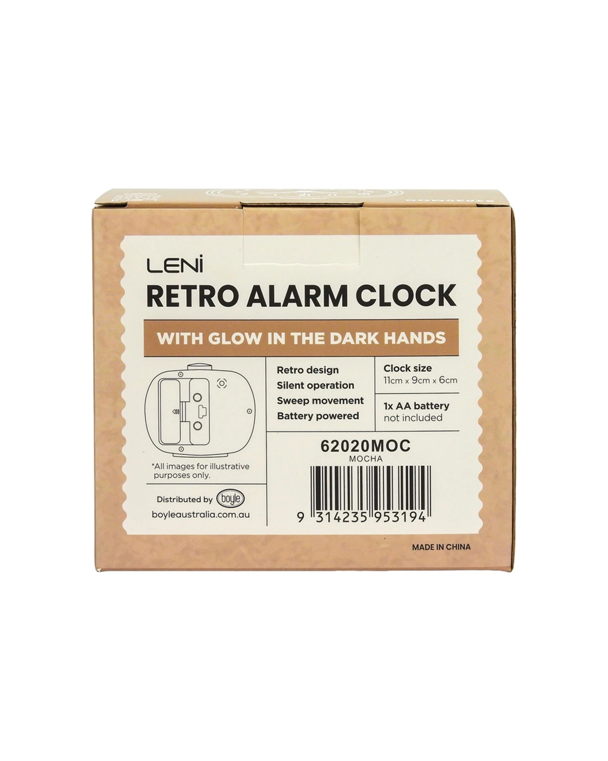 7 Leni Retro 9cm Alarm Clock Luminescent Hands Audible Beep-Beep Alarm - Brown, 7 of 8