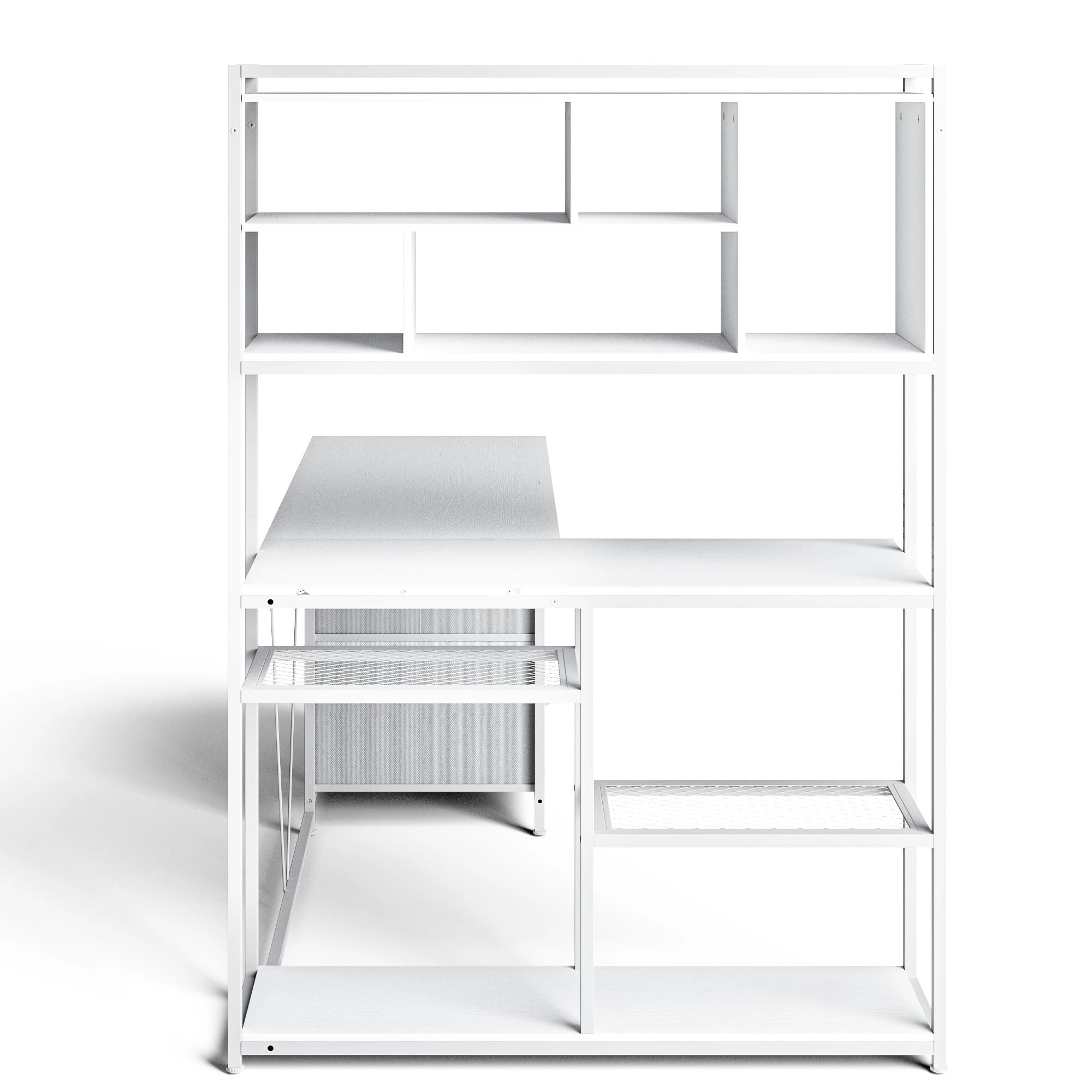 6 Advwin L Shaped Gaming Desk With Led Lights Reversible 148cm Computer Desk With 3 Drawers And Bookshelf White, 6 of 9