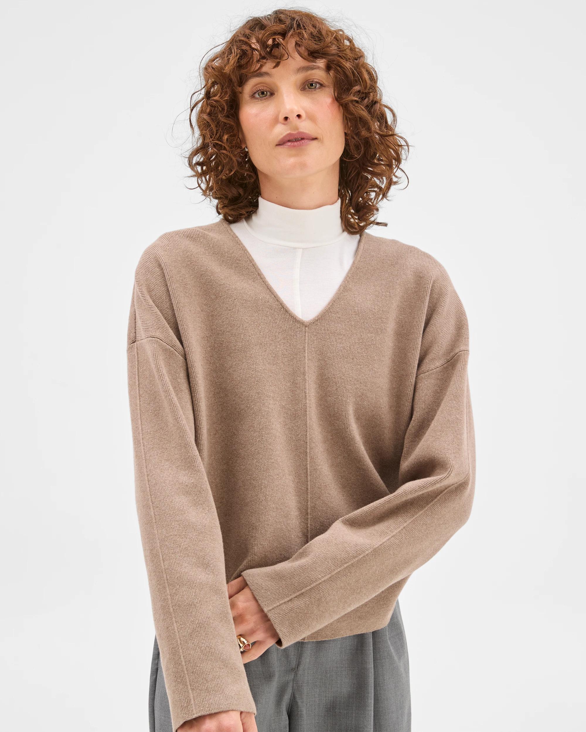 5 Preview Australian Cotton Blend Polished V-Neck Jumper MOON GREY, 5 of 7