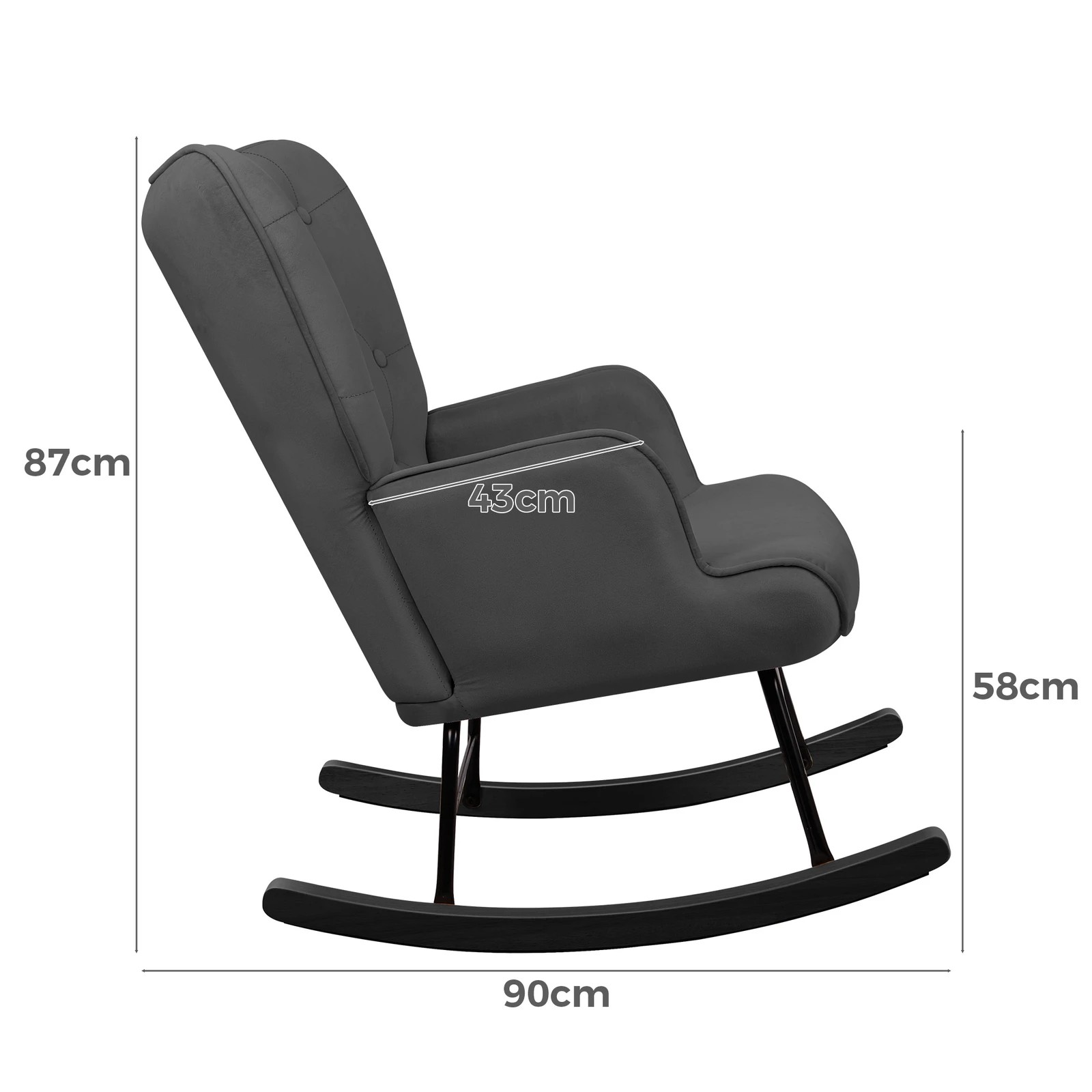 8 Alfordson Armchair Rocking Chair Accent Feeding Chair Lounge Sofa Couch - Grey, 8 of 10