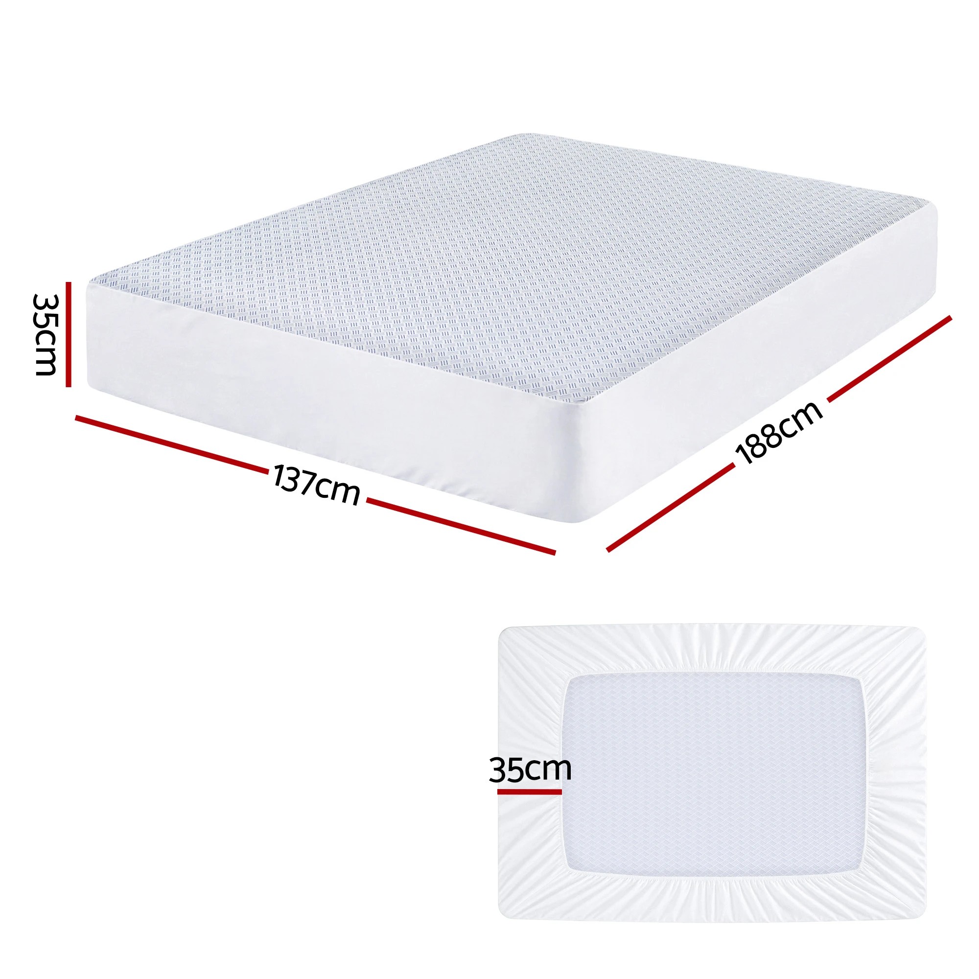 2 Giselle Cooling Mattress Protector Waterproof  Deep Pocket Fitted Cover - Double Bed - Blue, 2 of 3