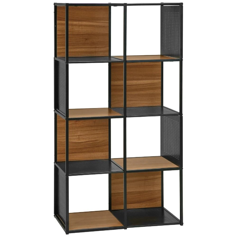 1 Stockholm 8 Cube Bookcase Walnut and Black Shelves Home Office Storage, 1 of 6
