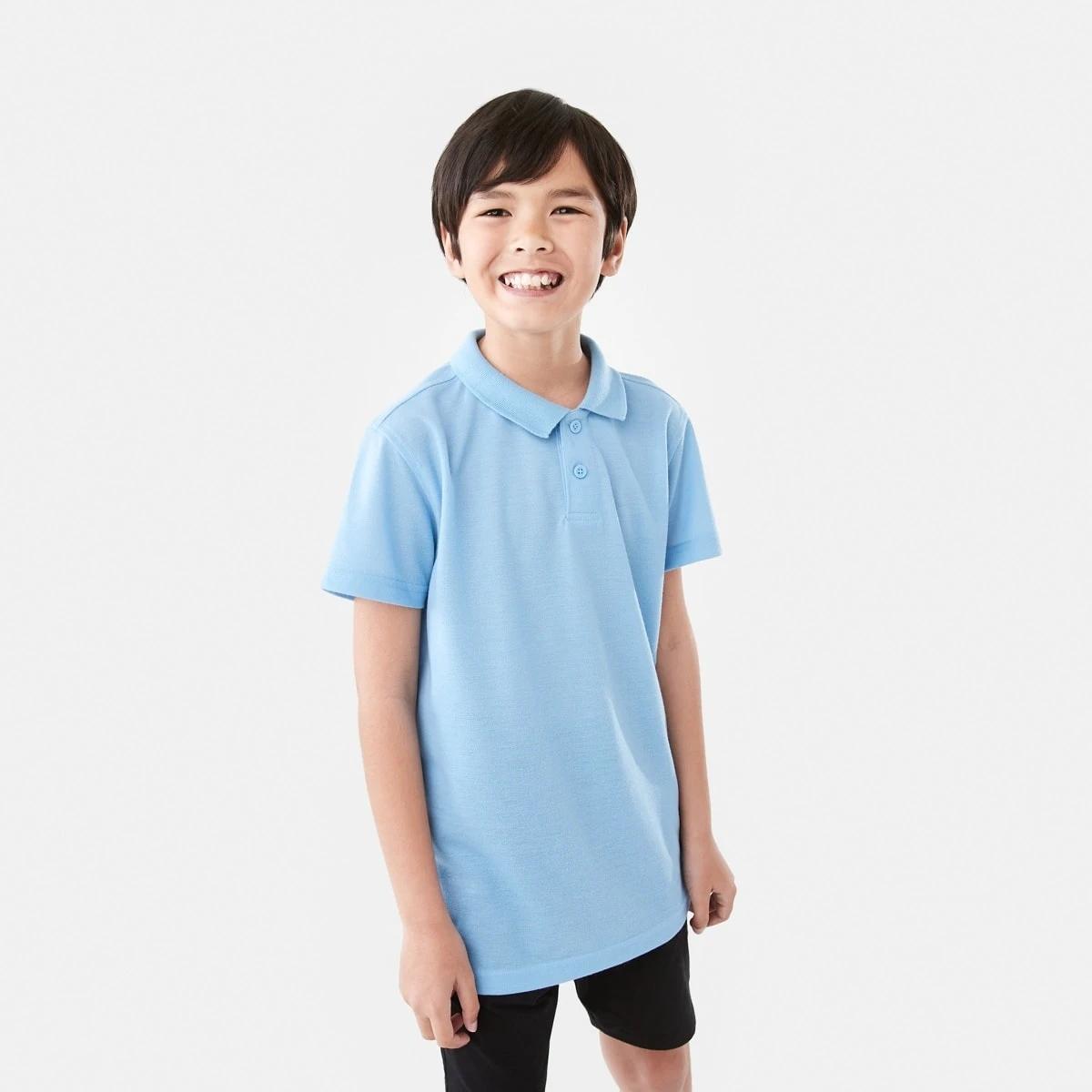 1 School Polo T-shirt Mid Blue, 1 of 8