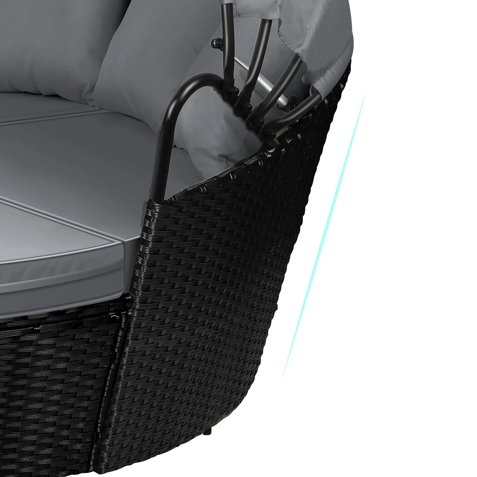 6 Alfordson Outdoor Sun Lounge Day Bed Wicker Furniture Sofa Bed Garden 3PCS - Black, 6 of 10