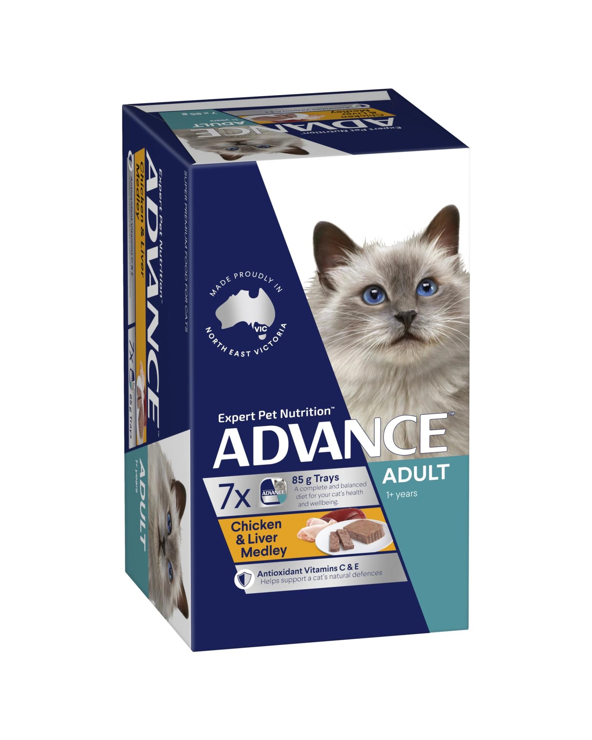 2 Advance Adult 1+ Wet Cat Food Chicken & Liver Medley 7 x 85g, 2 of 3