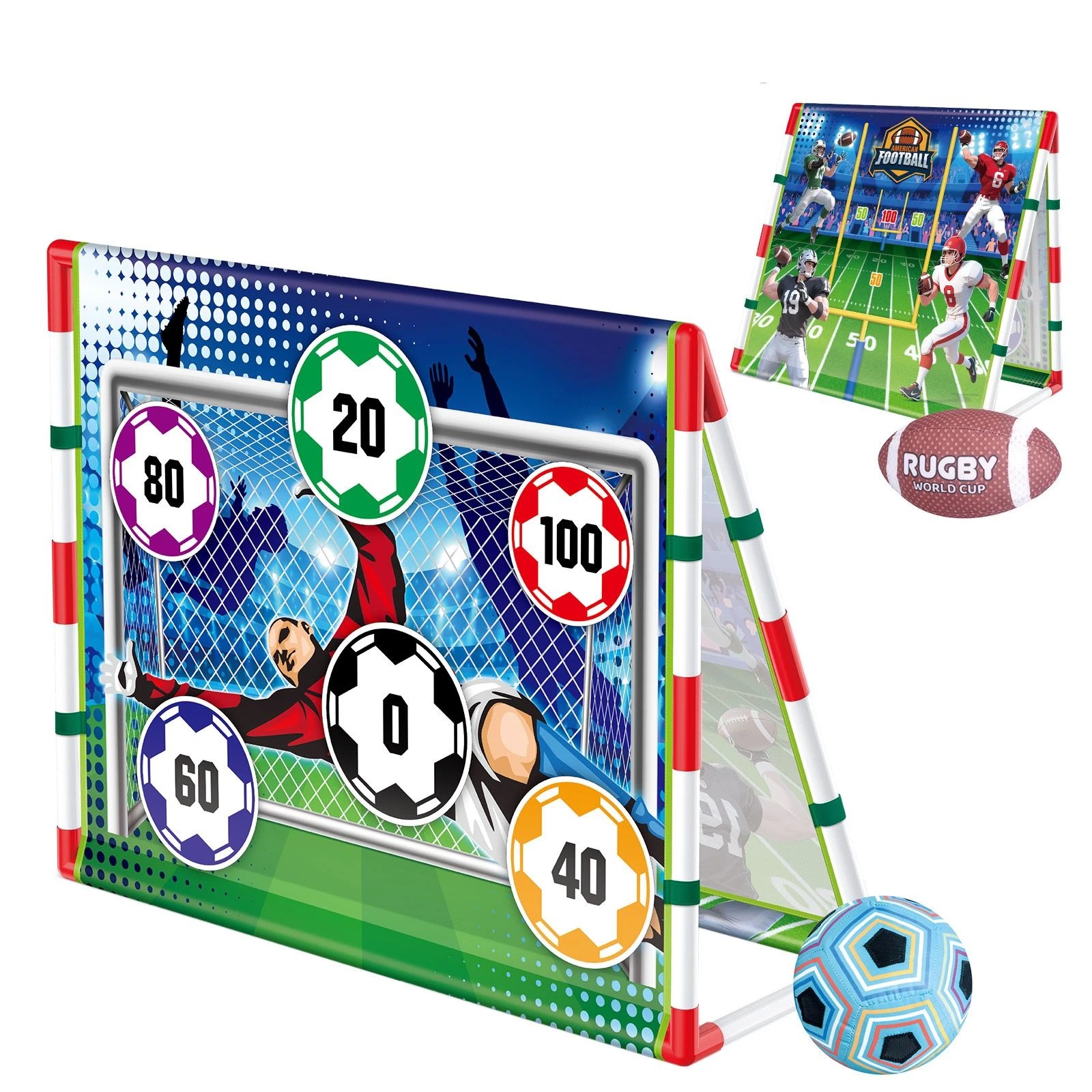 2 Ausway Kids Soccer Goal Net Target Game Childrens Football Pitching Practice, 2 of 7