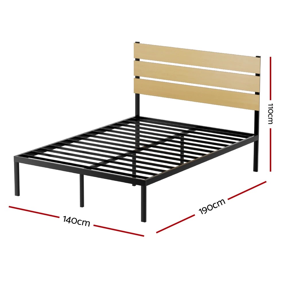 2 Artiss Bed Frame Double Size Metal Frame PAULA - Black, 2 of 7