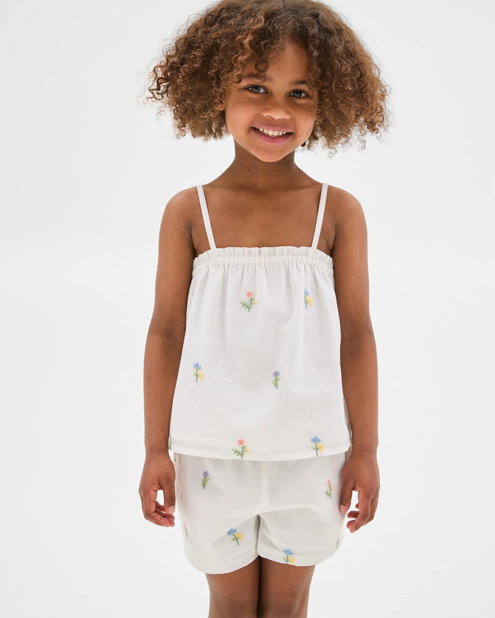 3 Target Australian Cotton Younger Girls Woven Embroidery Pyjama Set WHITE XMAS, 3 of 9