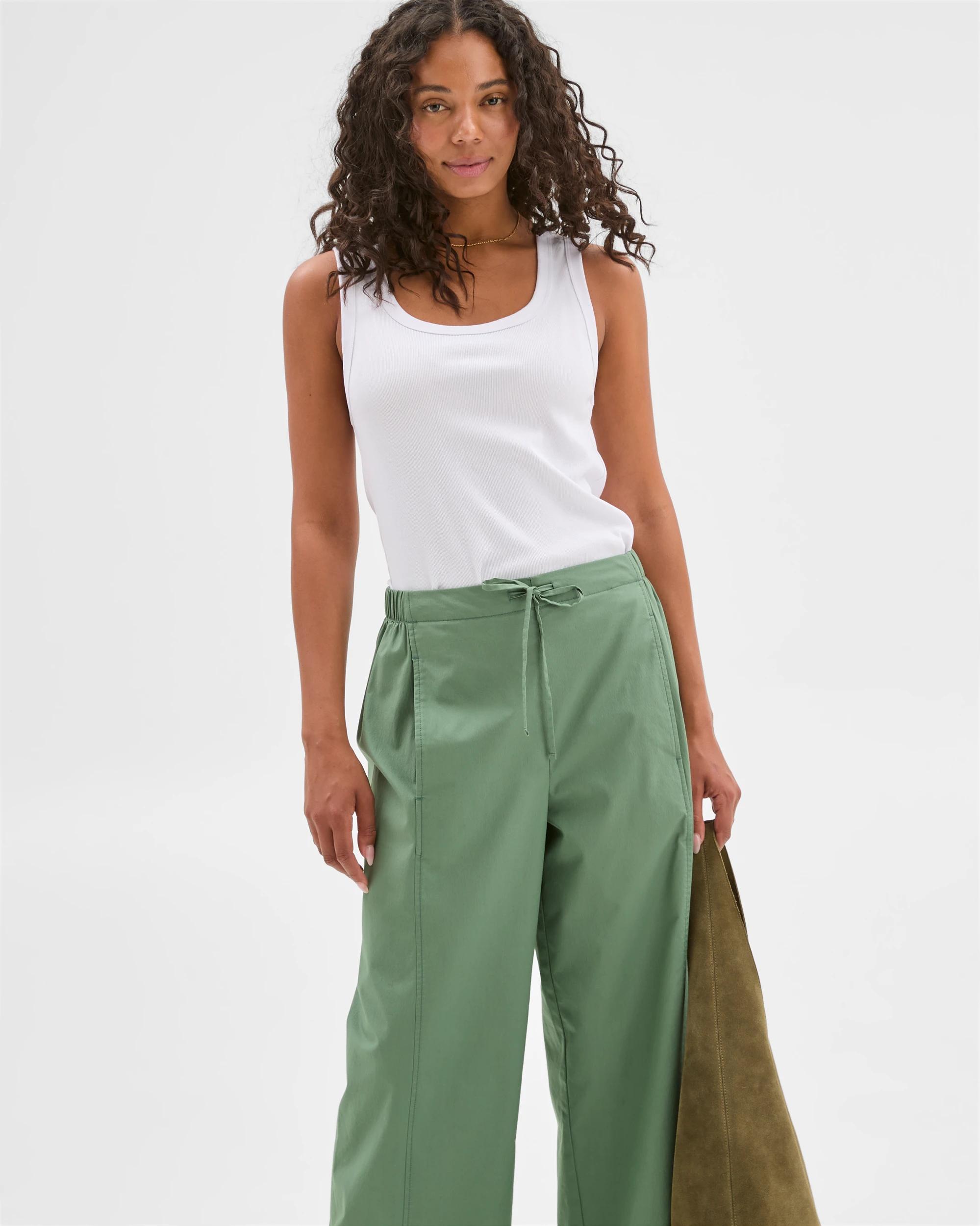2 Target Australian Cotton Tie Waist Barrel Pants KALE, 2 of 6