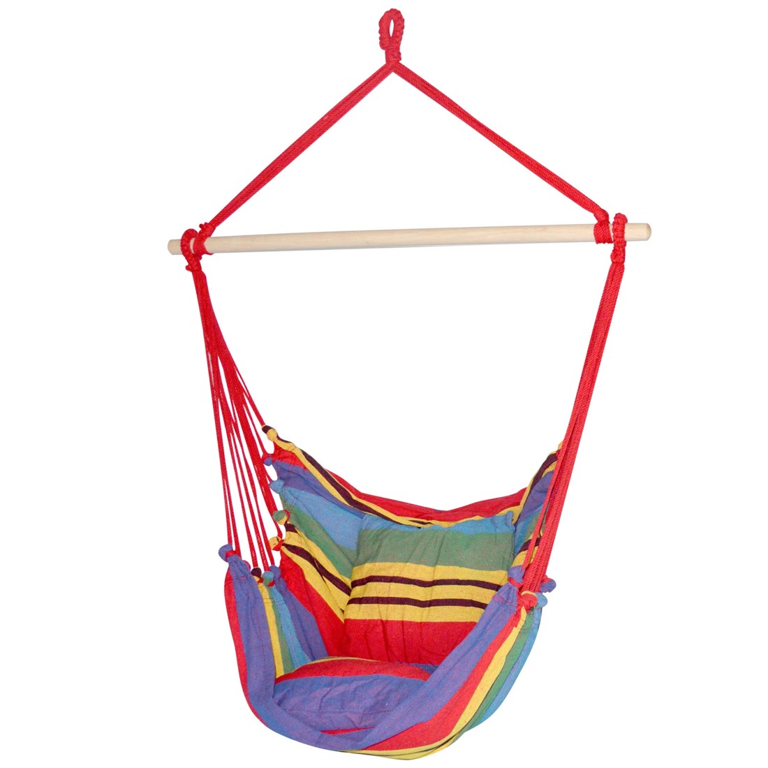 1 Gardeon Hammock Chair Outdoor Camping Hanging Hammocks Cushion Pillow Rainbow - Multi, 1 of 7