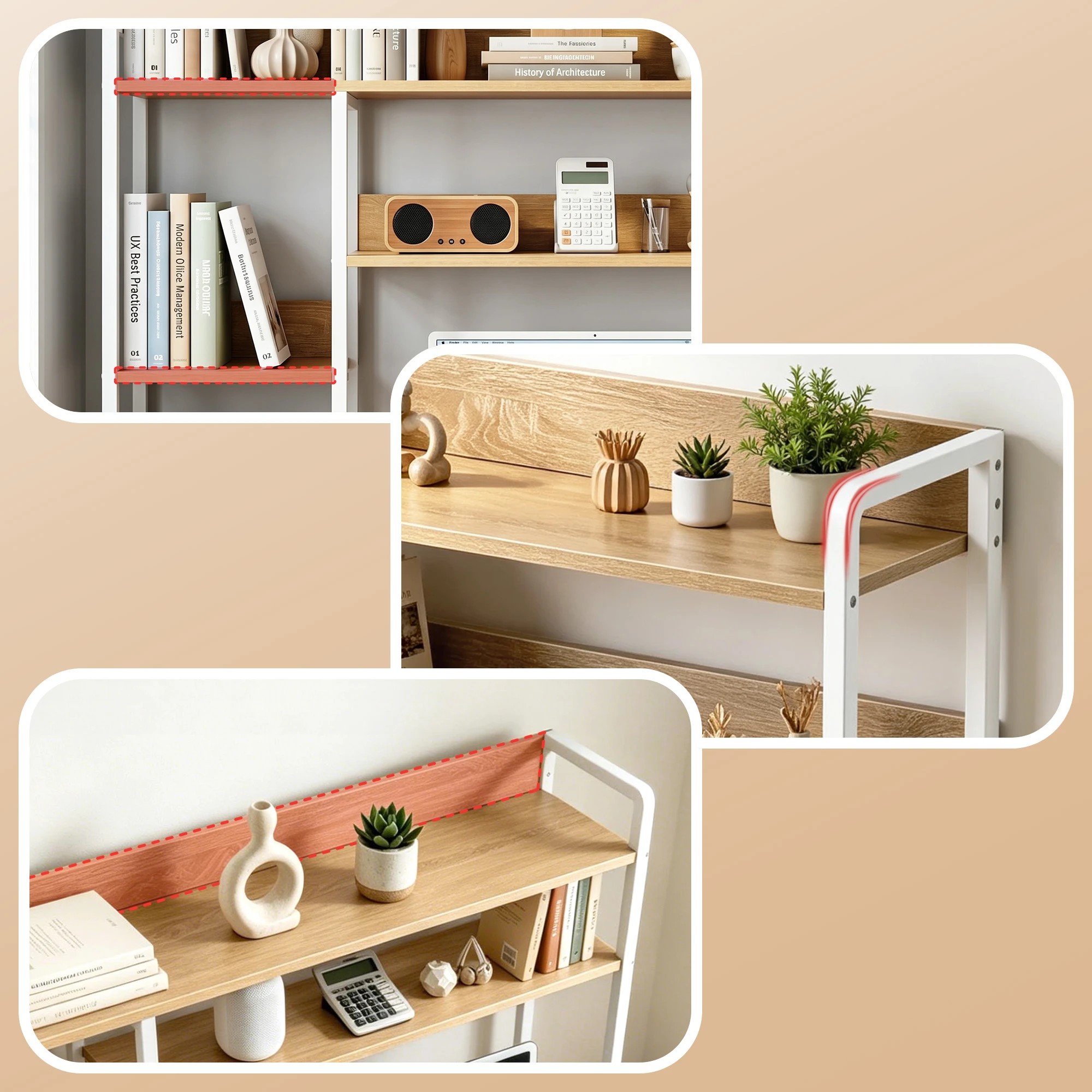 6 Artiss Artist Desk Organizer 2-Tier Desk Shelf Depth Asymmetrical Desk Hutch Dorm - Multi, 6 of 9