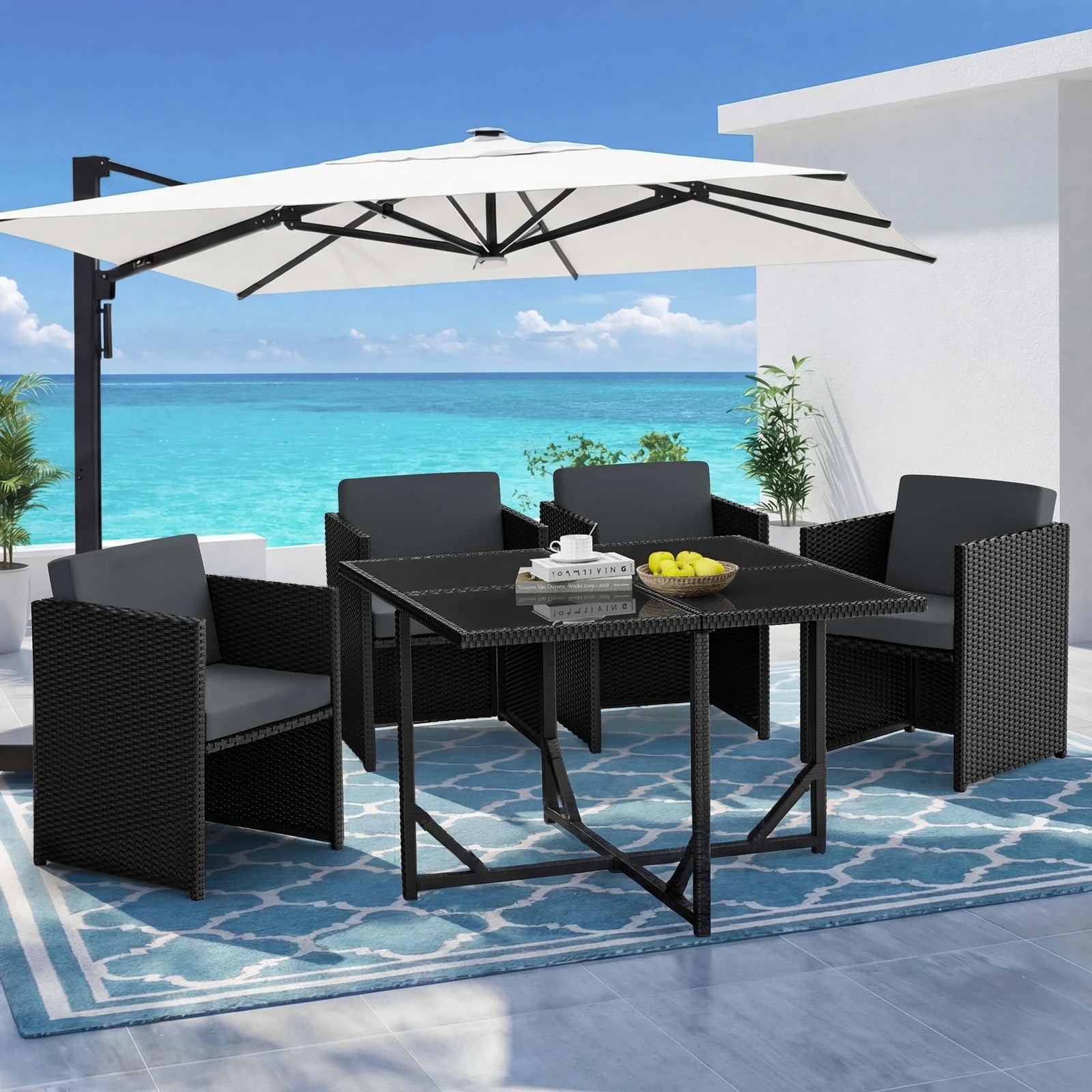 4 Alfordson 2x Outdoor Dining Chairs Patio Garden Lounge Chair Wicker Furniture - Black, 4 of 7