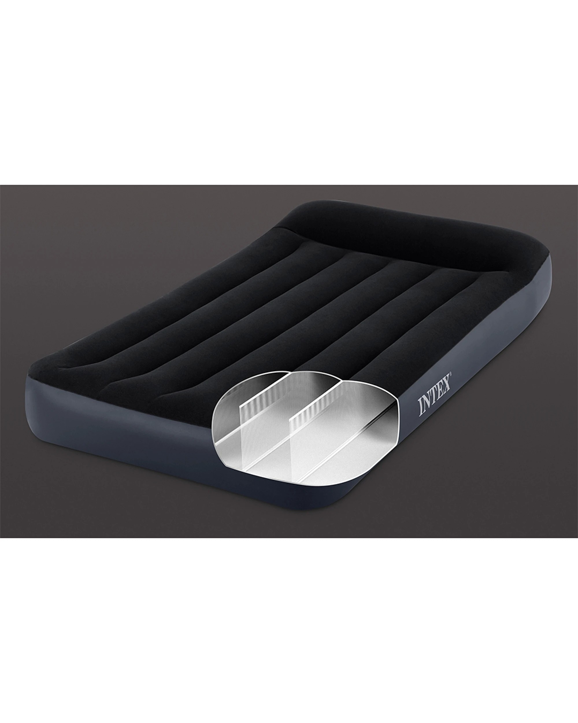 6 Intex Full Deluxe Inflatable Airbed w/ Fiber-Tech Pillow Rest - Single Bed - Blue, 6 of 9