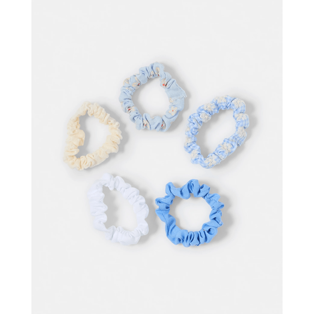 2 5 Pack Mini Broderie Hair Scrunchies, 2 of 5