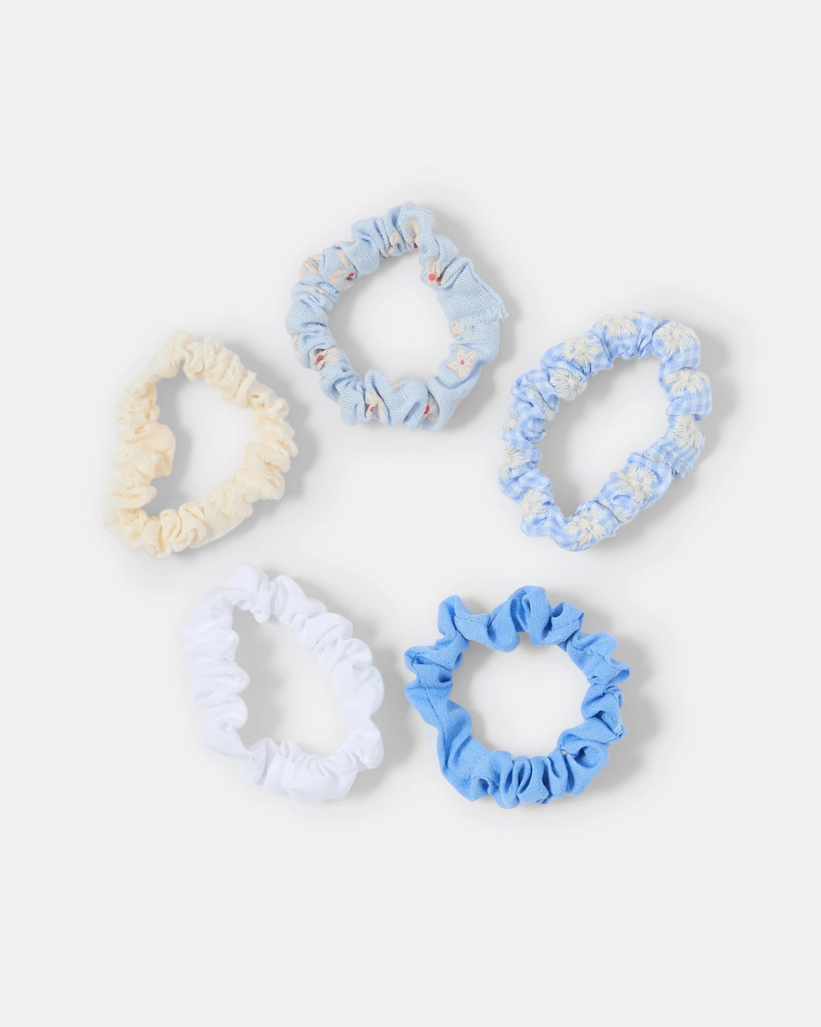 2 5 Pack Mini Broderie Hair Scrunchies, 2 of 5