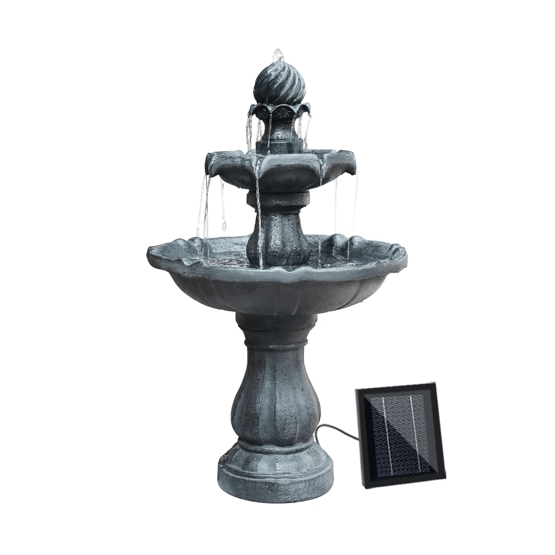 1 Gardeon Solar Water Feature 3-Tier Fountain with Pump Kit Bird Bath 93CM - Black, 1 of 2