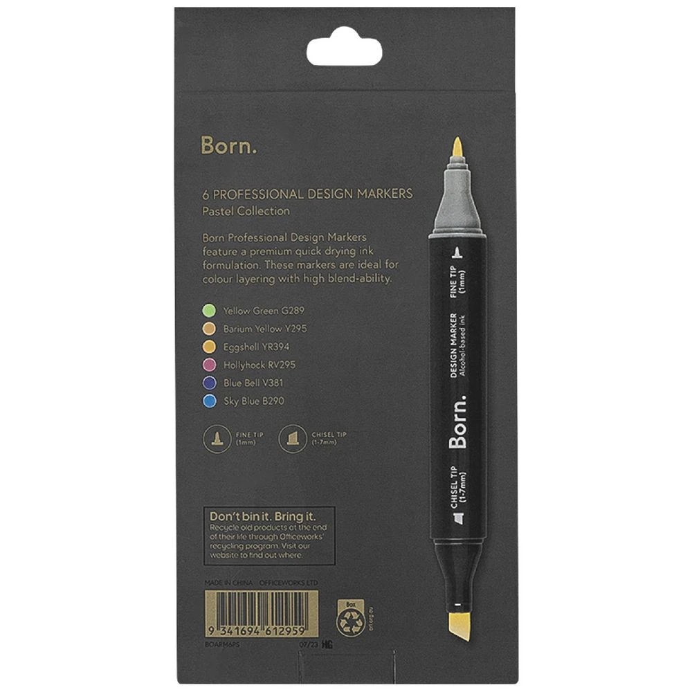4 Born Professional Dual-Tip Artist Markers Pastels 6 Pack, 4 of 4