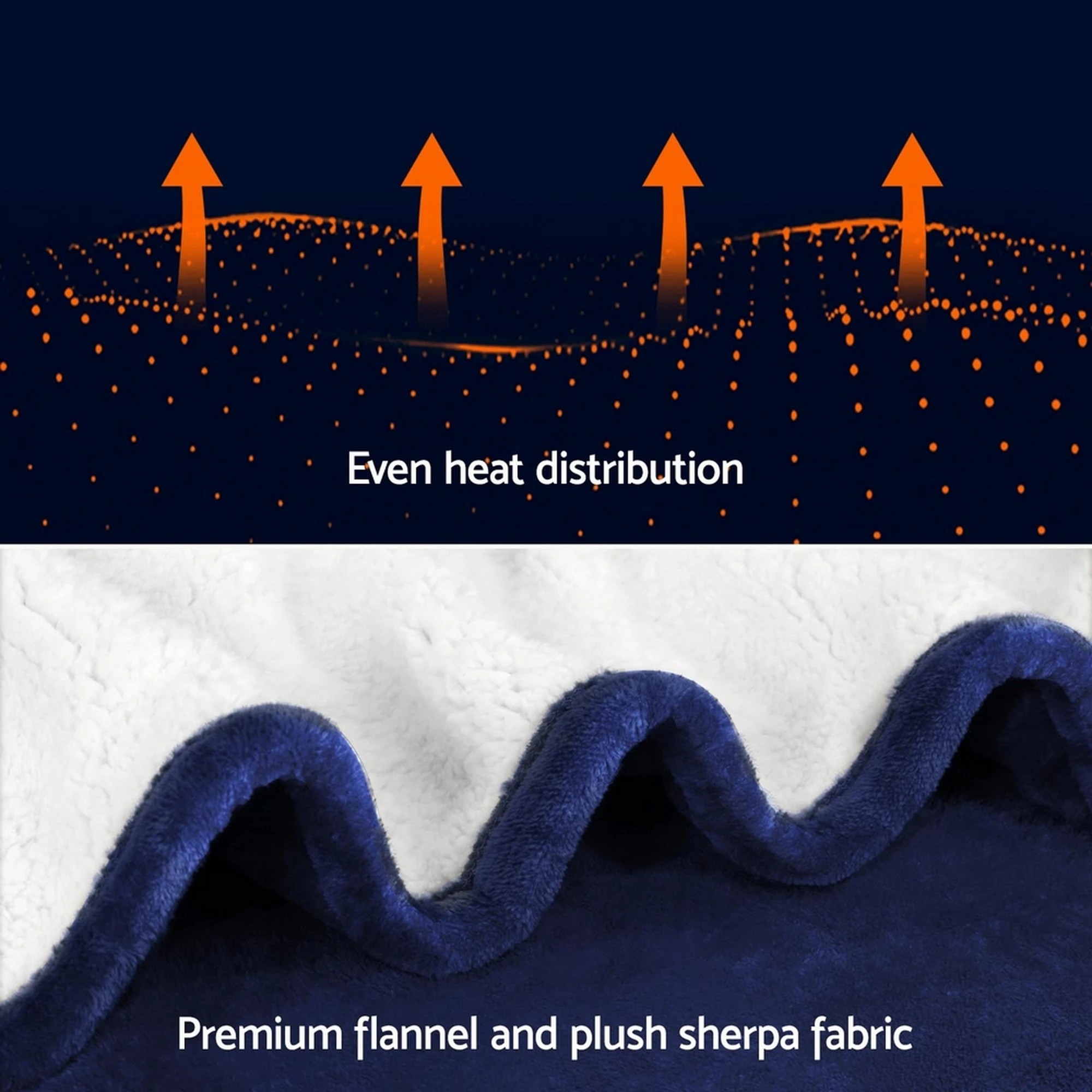 8 Giselle Electric Throw Rug Heated Blanket Double Sided - Blue, 8 of 8