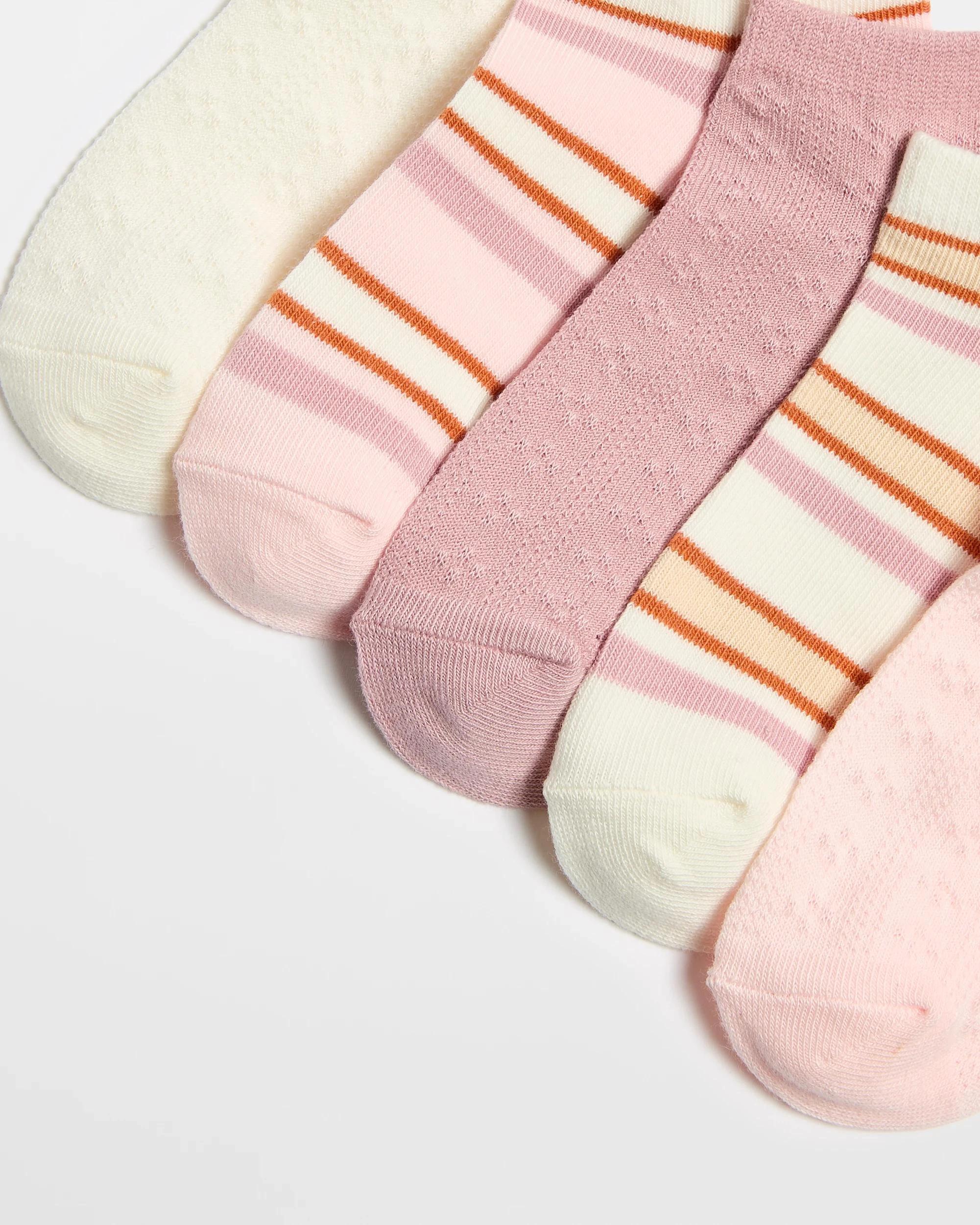 2 Maxx Australian Cotton Blend Girls Low Cut Stripe/Textured Socks 5 Pack - Max MULTI, 2 of 3