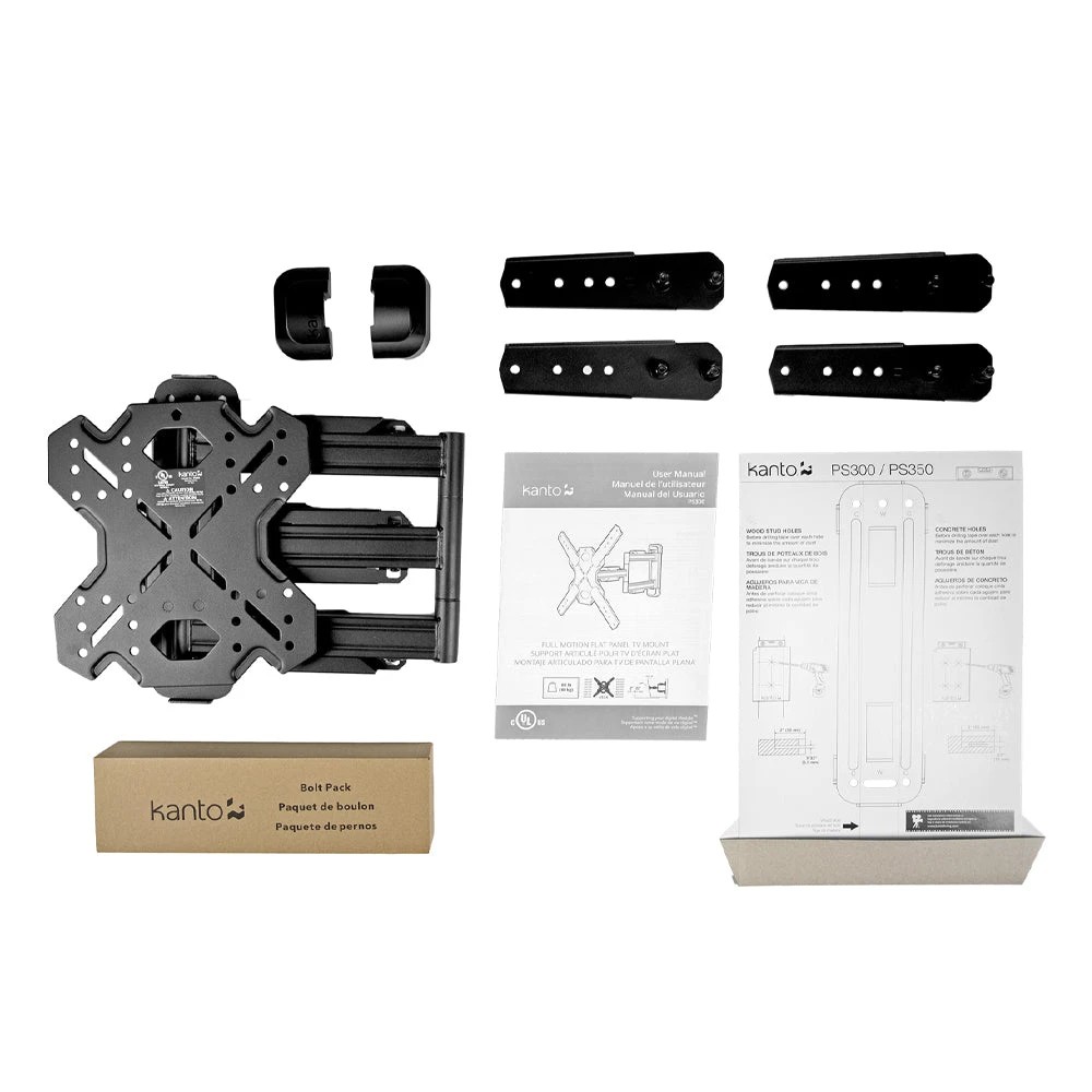 7 Kanto PS300 Full Motion TV Wall Mount for 25" - 75" TVs, Black - Black, 7 of 7