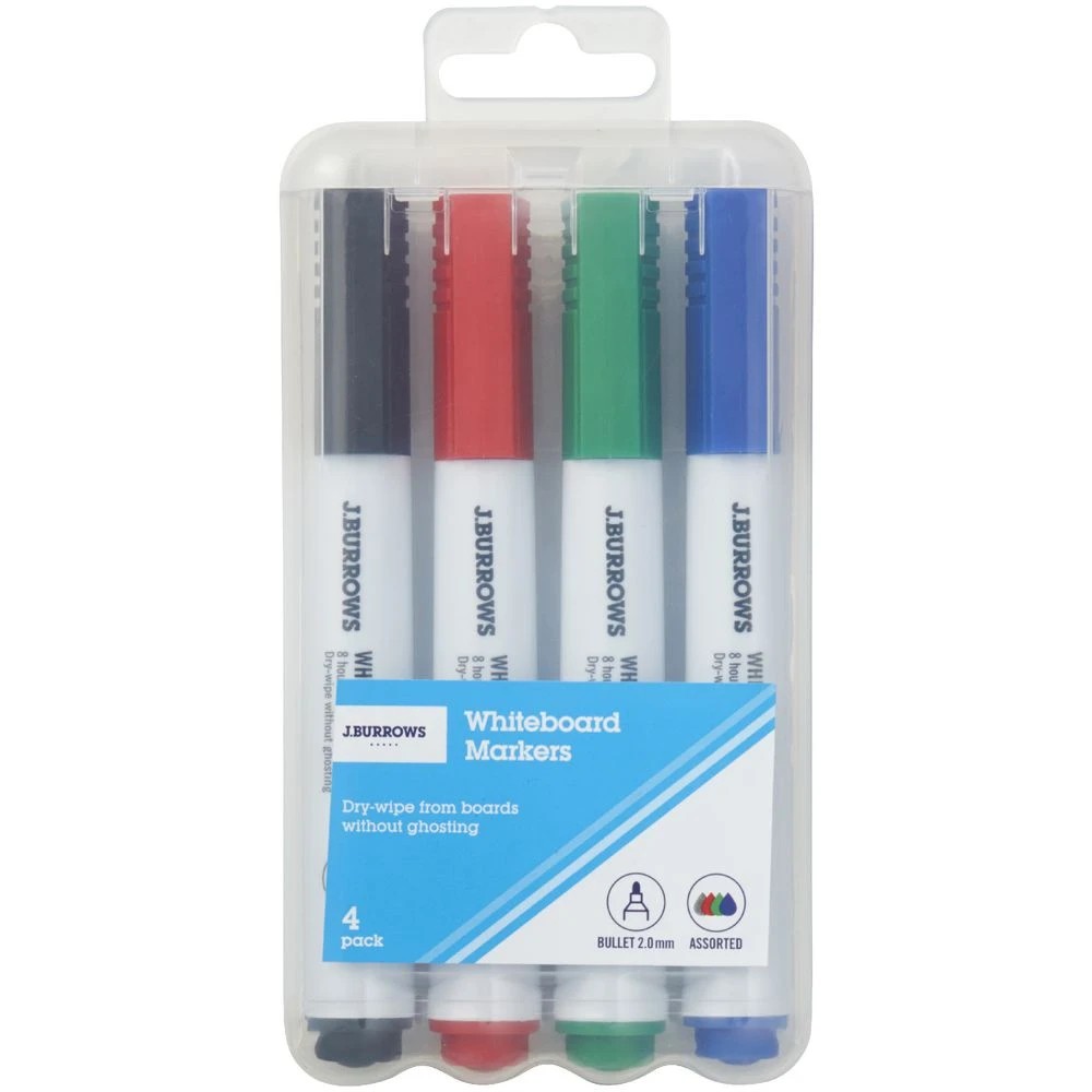4 J.Burrows Whiteboard Markers Bullet Assorted 4 Pack, 4 of 4