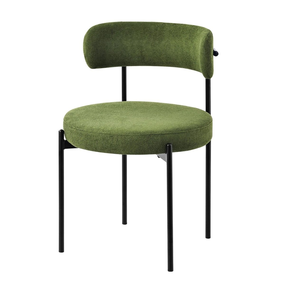 5 Ausway 2Pcs Green Dining Chair Set Round Sherpa Upholstered Boucle Fabric, 5 of 6