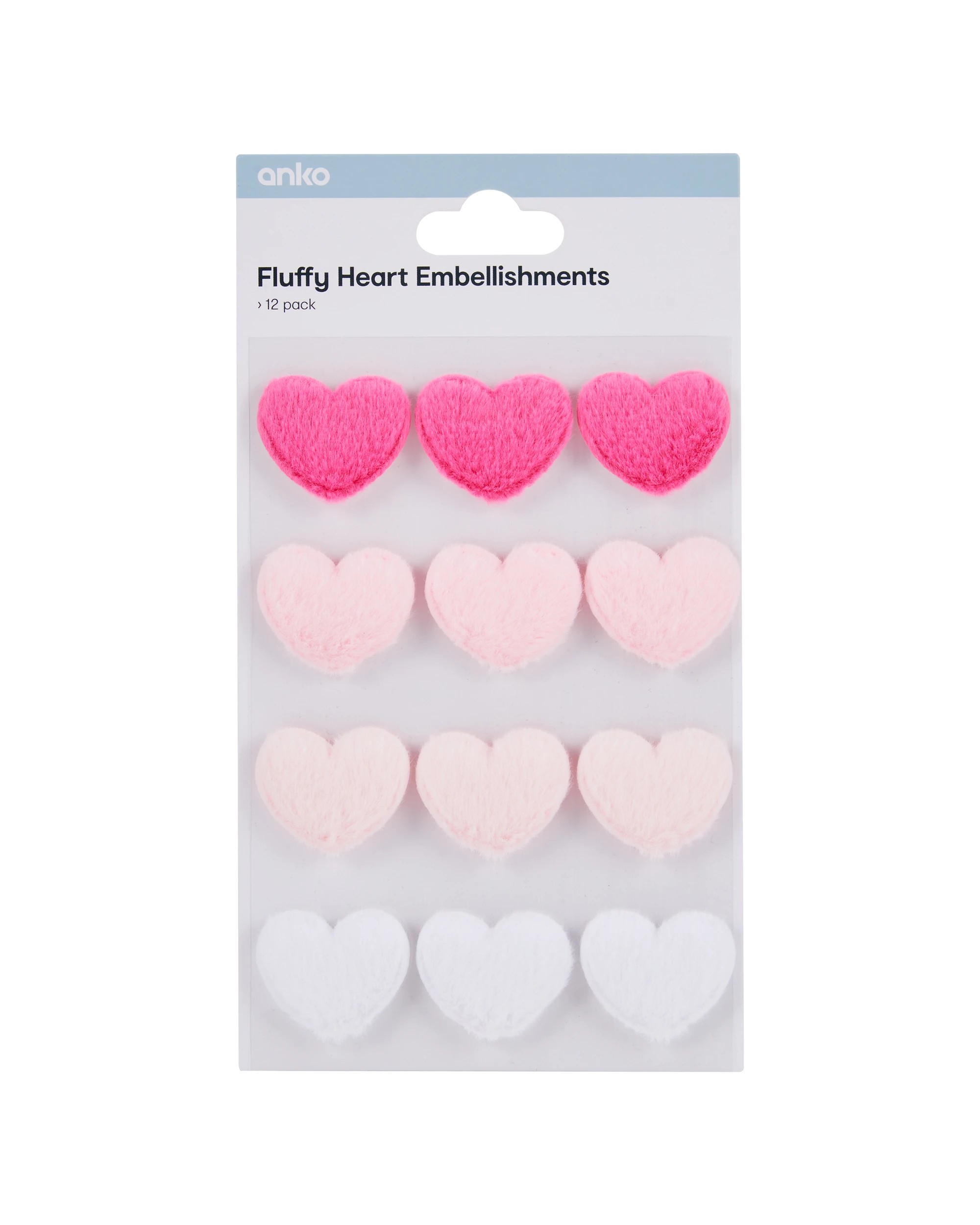 1 12 Pack Fluffy Heart Embellishments, 1 of 3