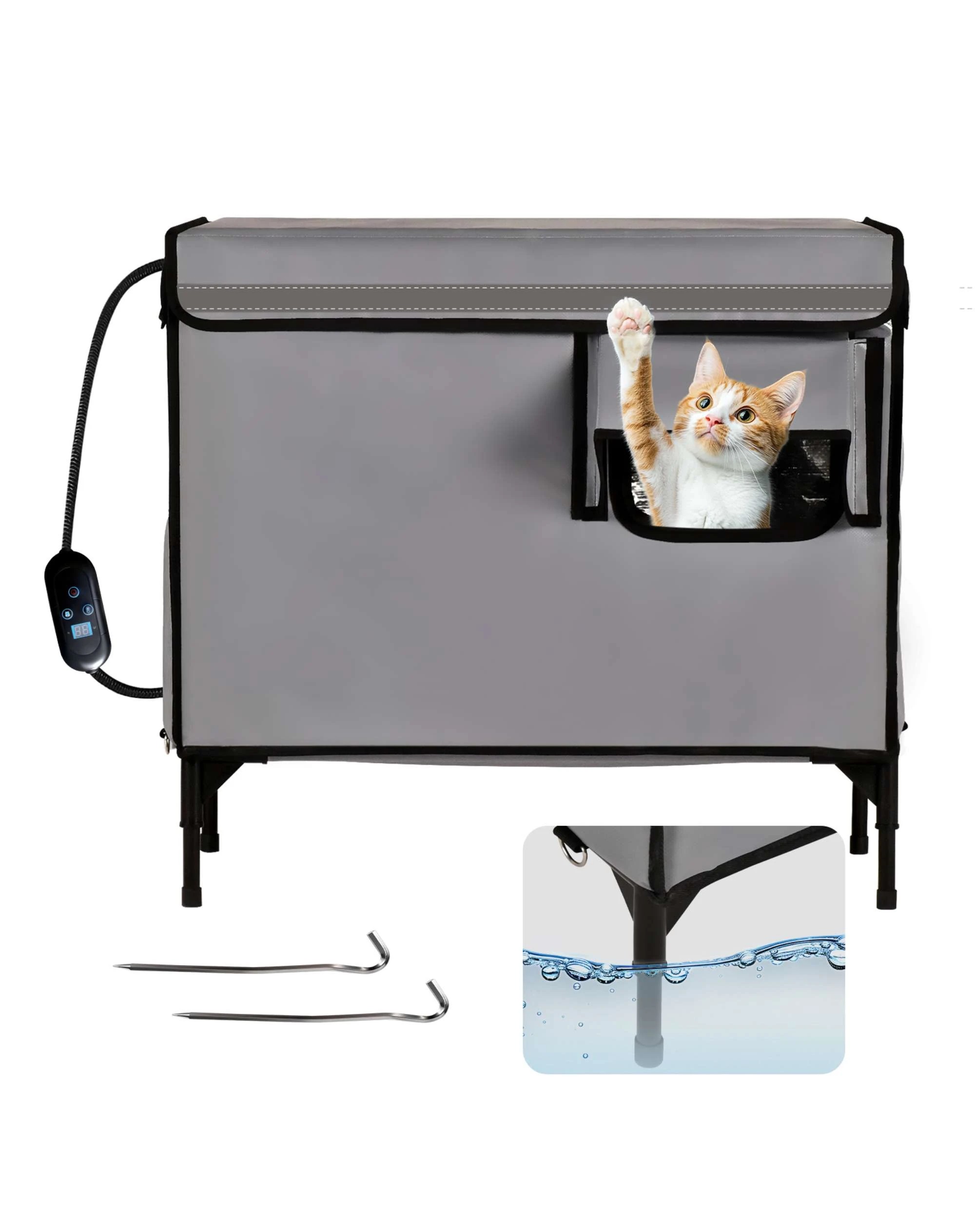 2 Advwin Cat House Pet House with Pet Heating Pad, 2 of 7