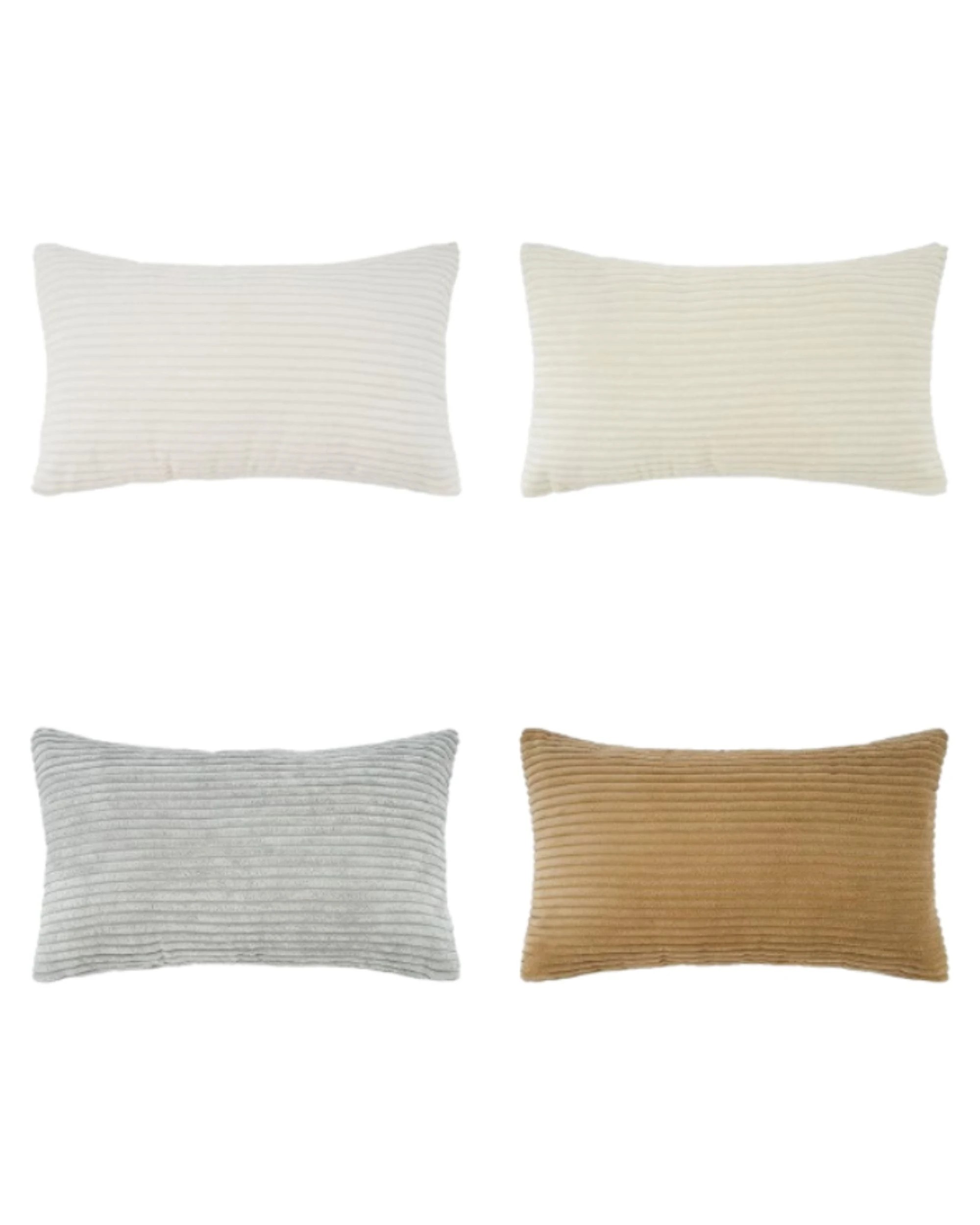 3 Gioia Casa 4-Pack Corduroy Velvet Cushion Covers 30x50cm - Beige, 3 of 4