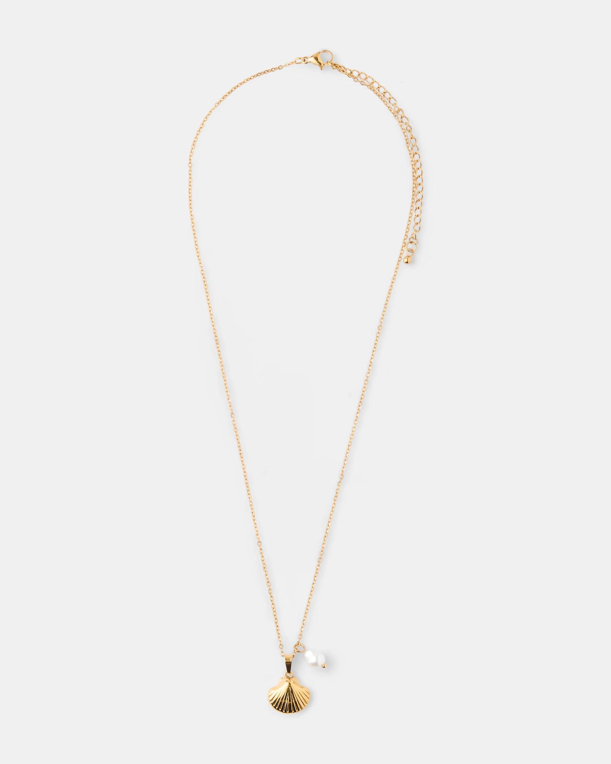 2 Waterproof Stainless Steel Shell Necklace - Gold Tone Gold, 2 of 4