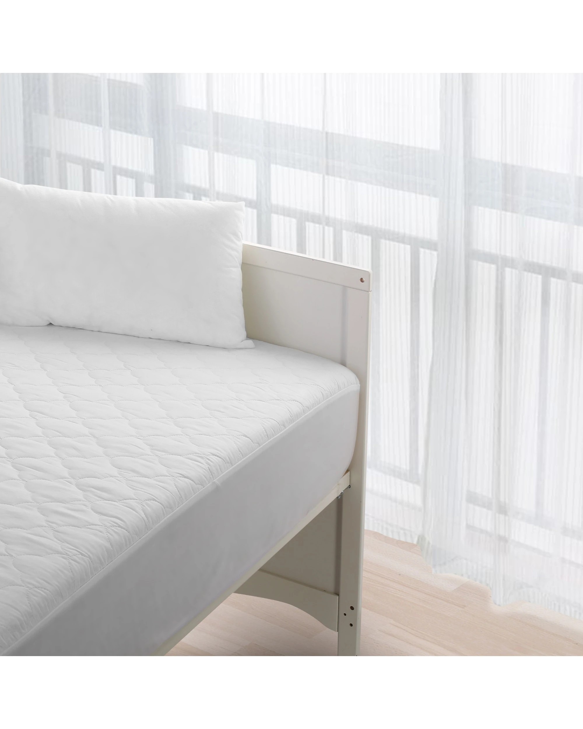 3 Natural Home Organic Cotton Quilted Mattress Protector - Baby COT Size - White, 3 of 6