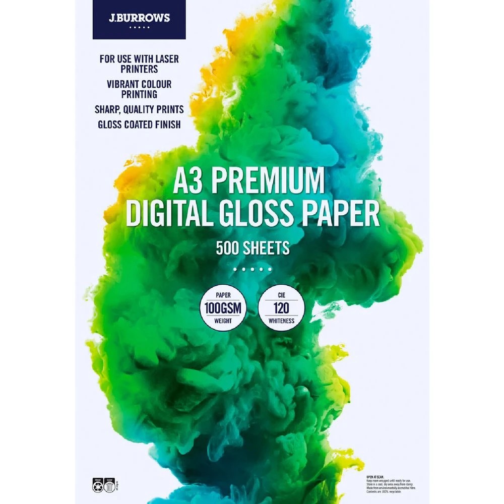 1 J.Burrows A3 100gsm Digital Coated Paper Gloss 500 Sheet Ream, 1 of 2