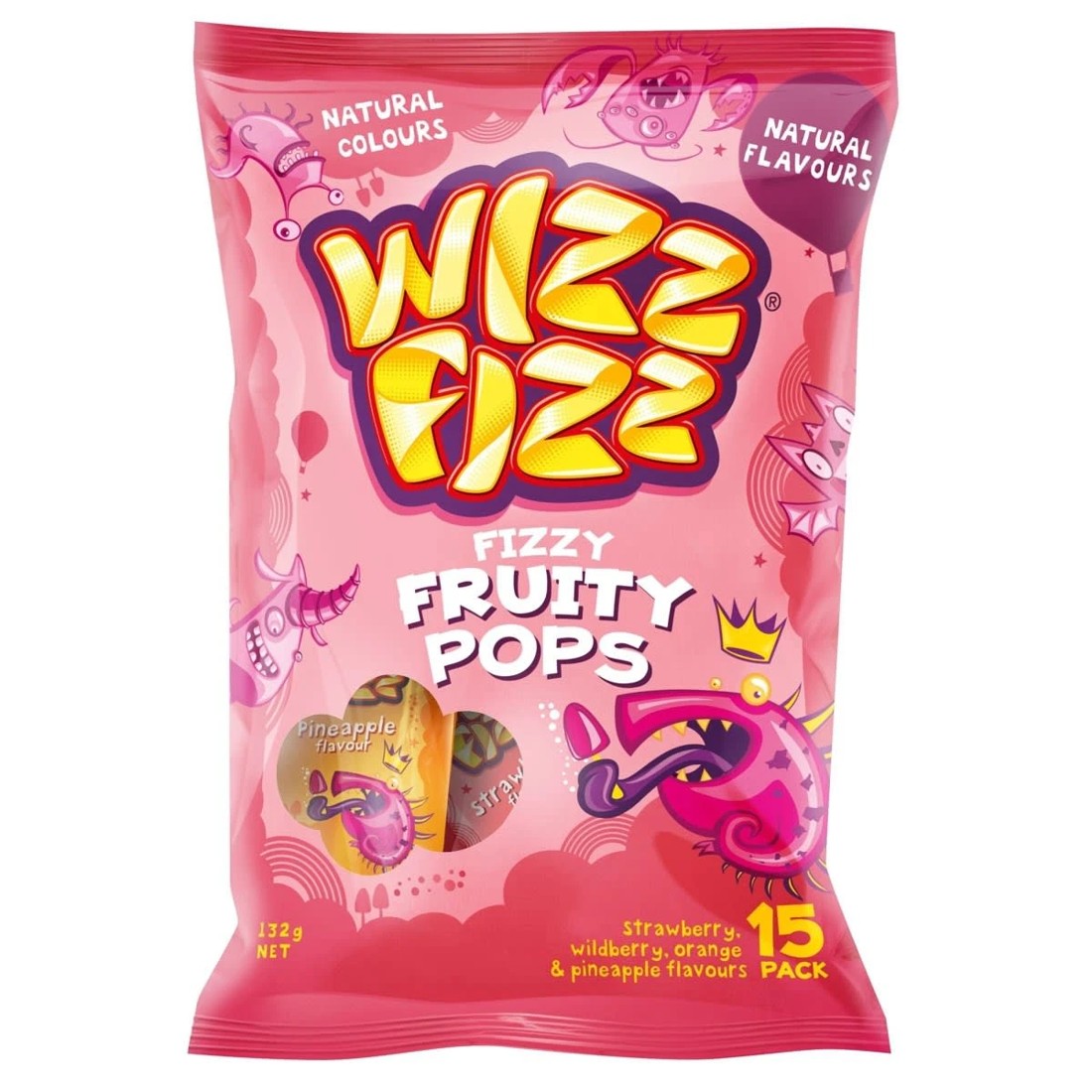 1 15 Pack Wizz Fizz Fruity Pops 132g, 1 of 2