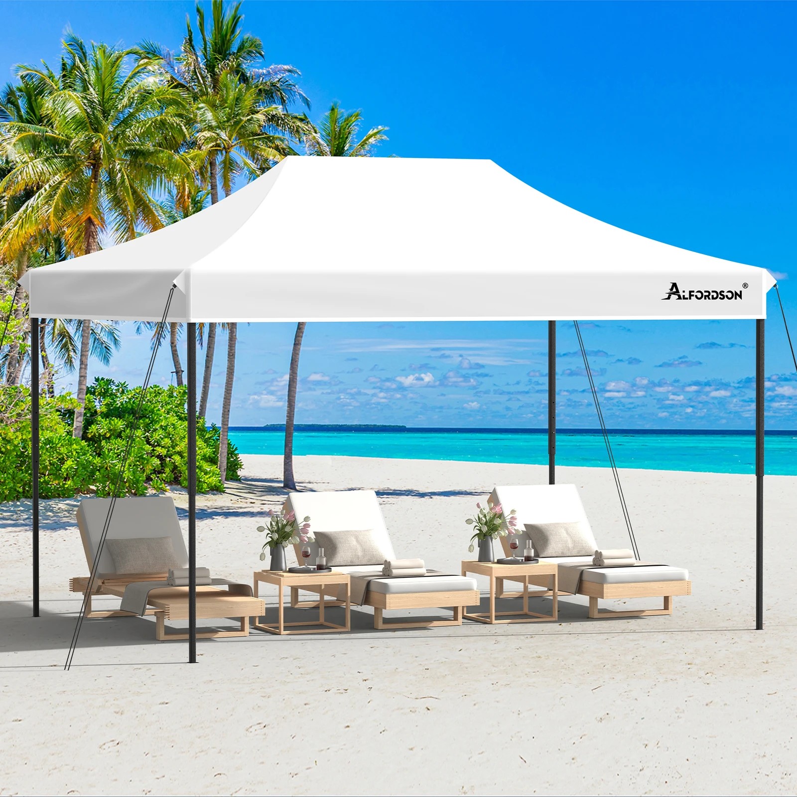 6 Alfordson Gazebo 4.5x3m Pop Up Marquee 600D Oxford Folding Outdoor Tent - White, 6 of 9