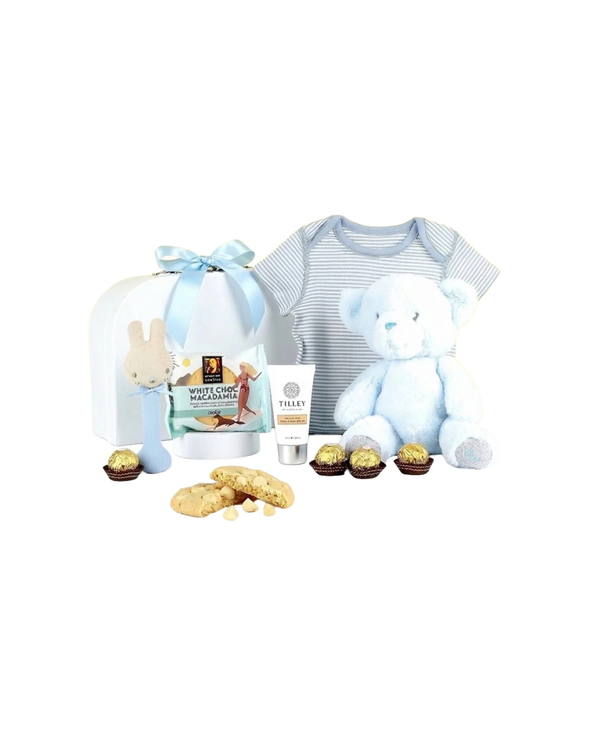 1 Gift Basket Newborn Baby Boy Suitcase Set With Teddy Bear Treats - Multi, 1 of 7