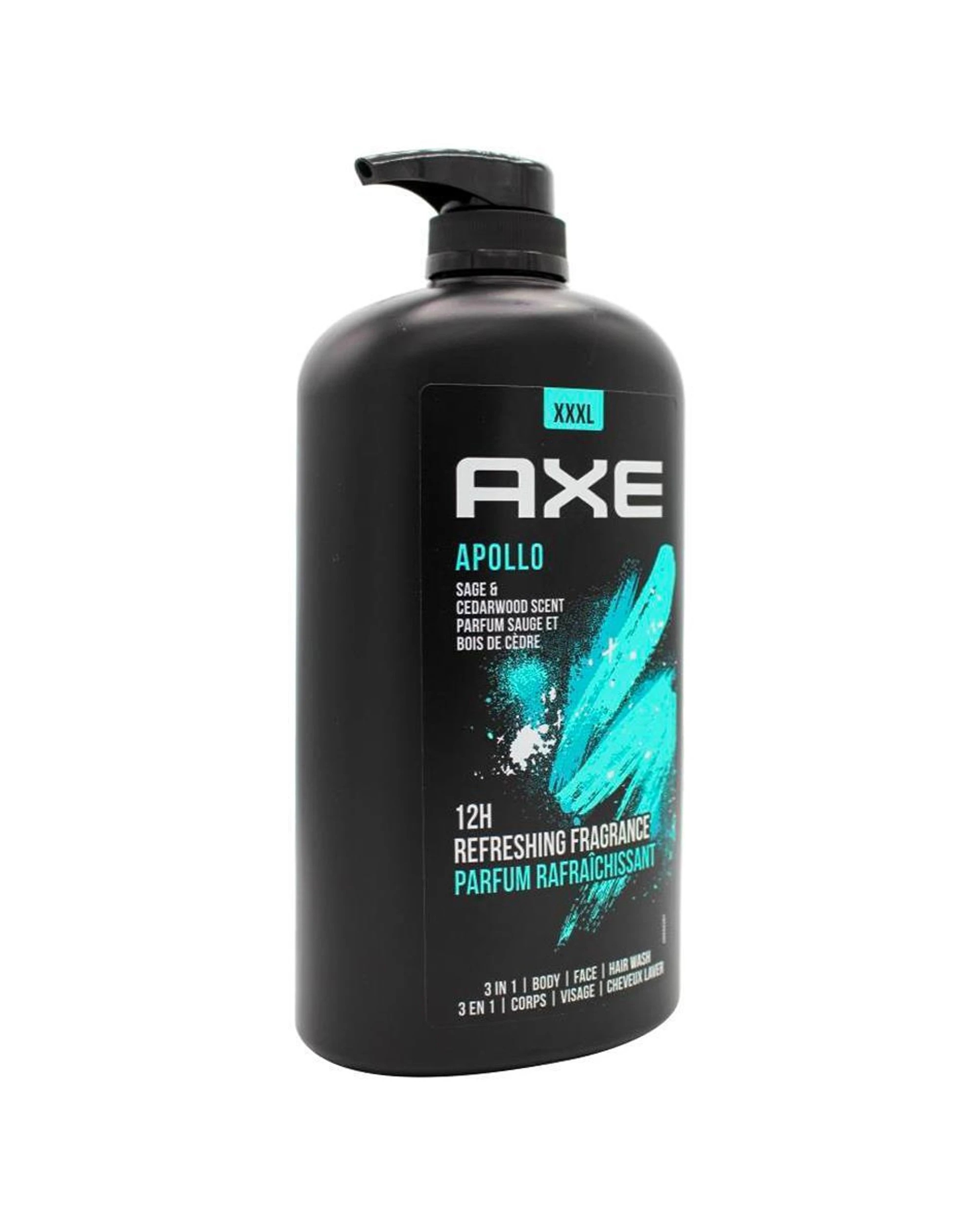4 Axe Apollo 6PK 3-in-1 Body Face Hair Wash 1L Sage Cedarwood Scent For Men - Black, 4 of 4